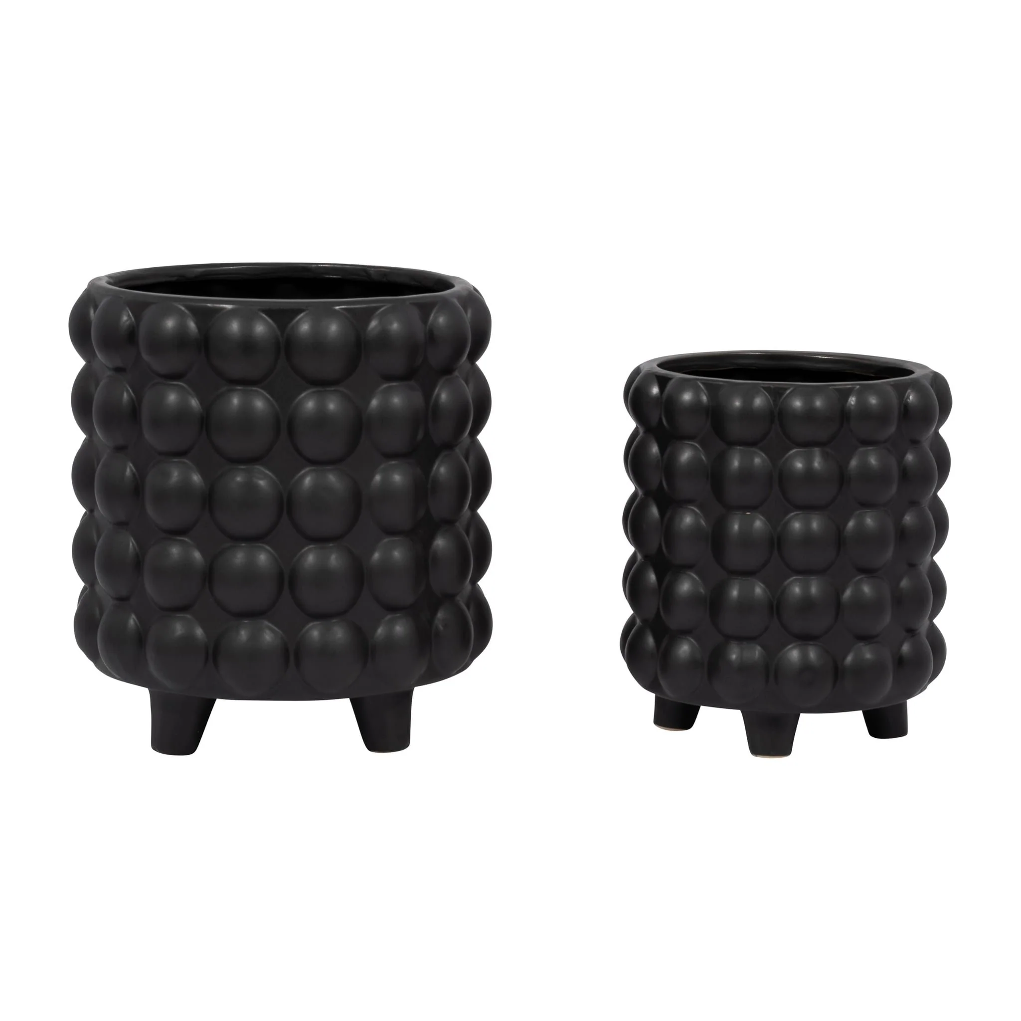 S/2 6/8" Bubble Planters, Matte Black - Image 2
