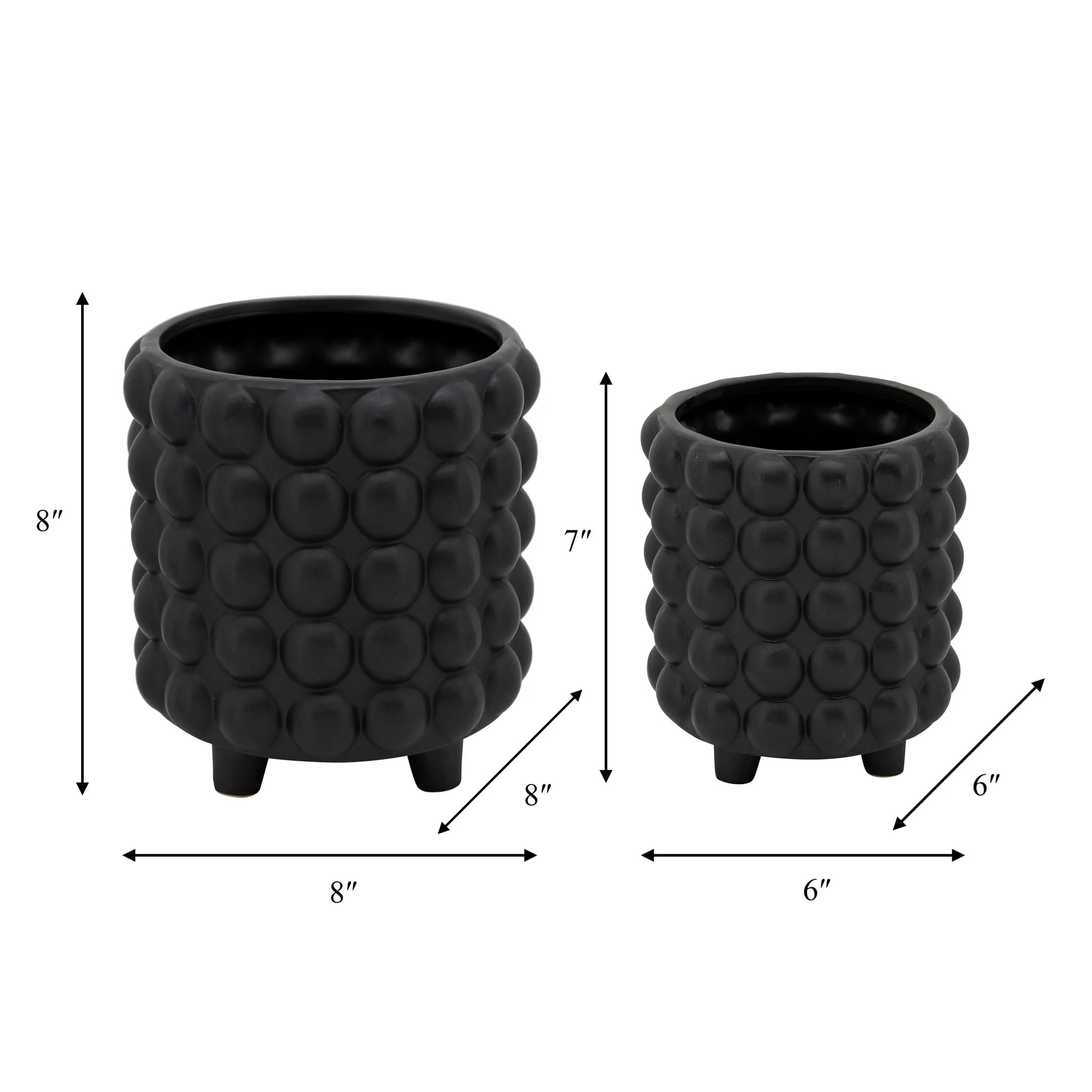 S/2 6/8" Bubble Planters, Matte Black - Image 8