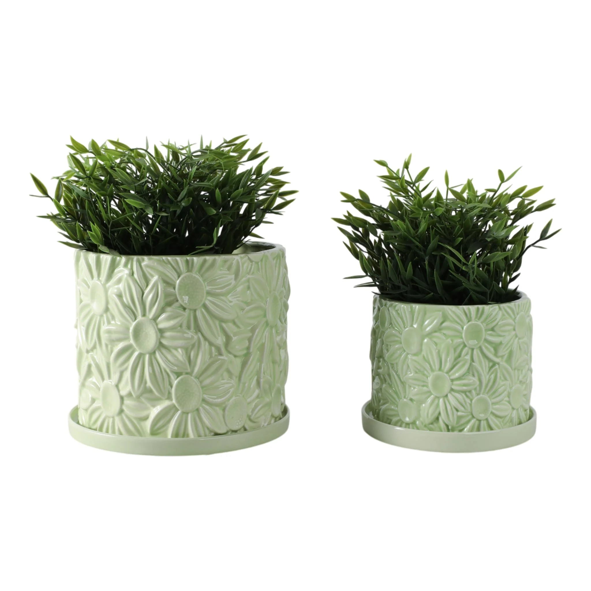 S/2 6/8" Daisy Flower Planter, Green - Image 2