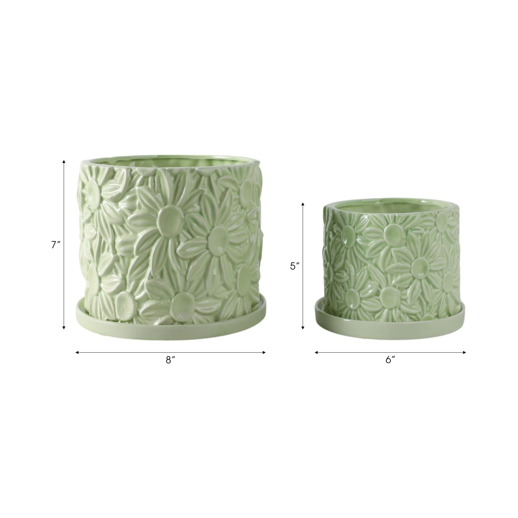 S/2 6/8" Daisy Flower Planter, Green - Image 8
