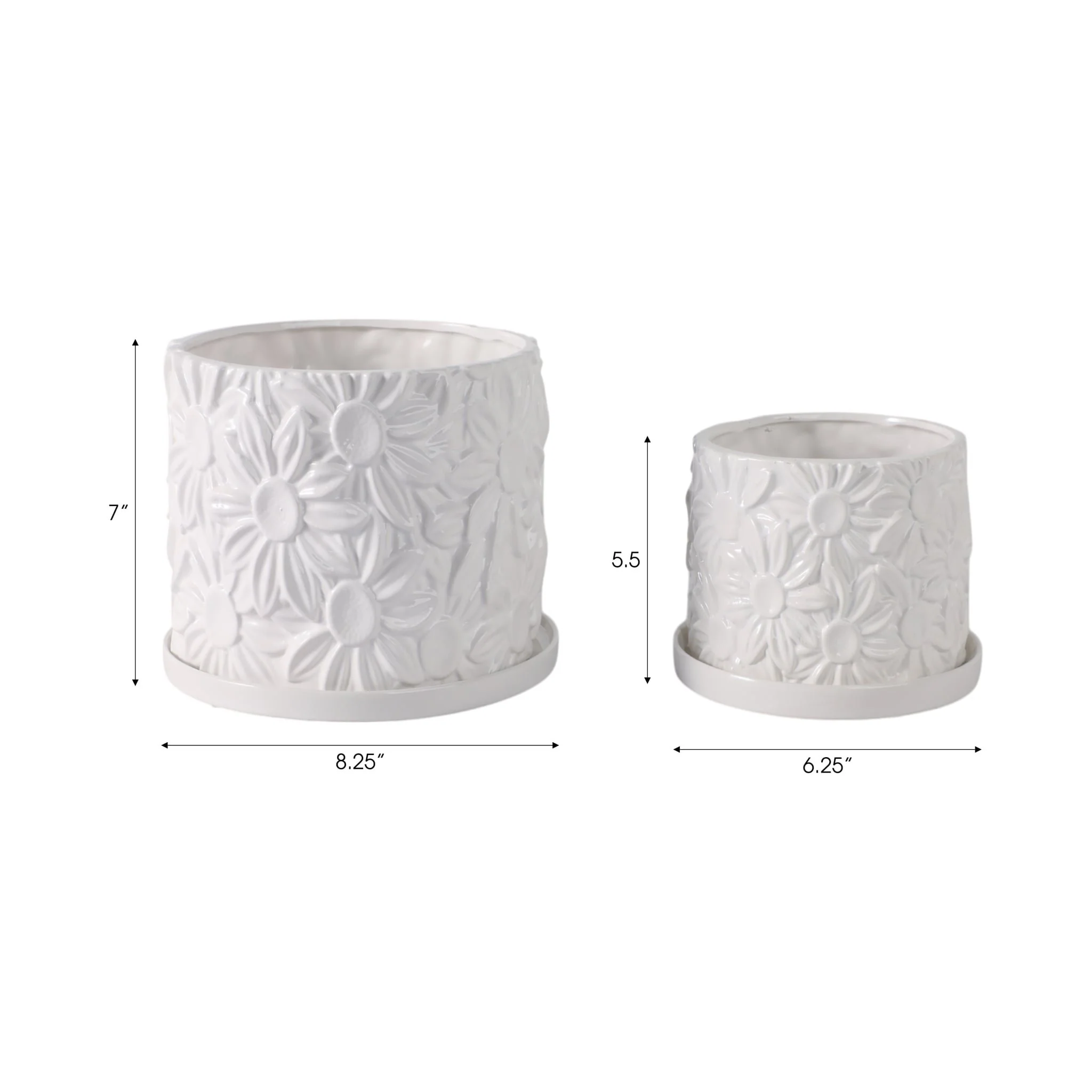 S/2 6/8" Daisy Flower Planter, White - Image 8