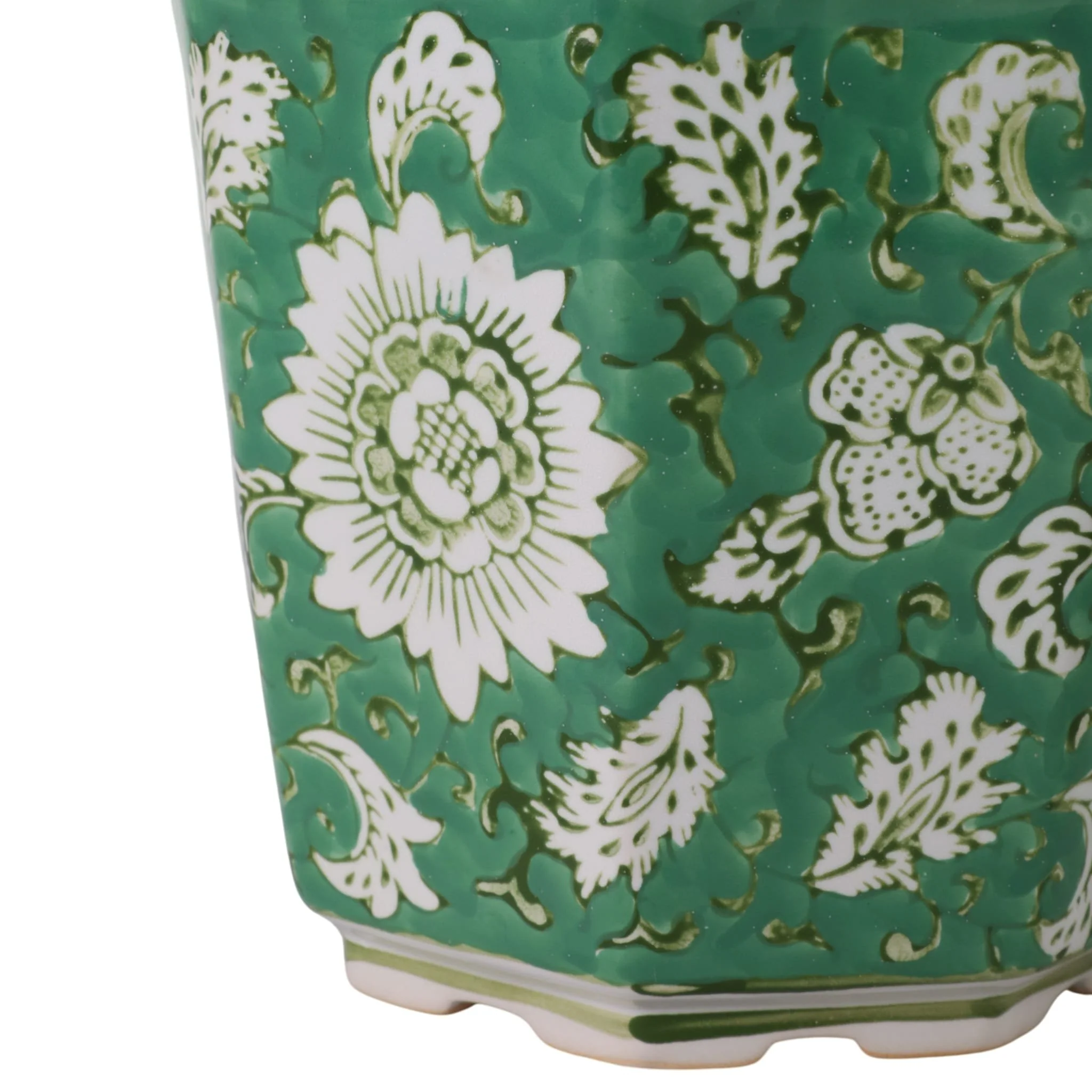 S/2 6/8" Flower & Vine Chinoiserie Planters, Green - Image 4