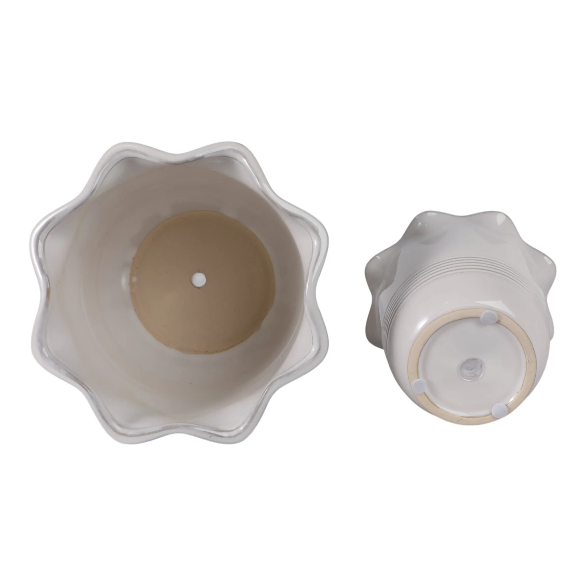 S/2 6/8" Fluted Planters, Ivory - Image 7