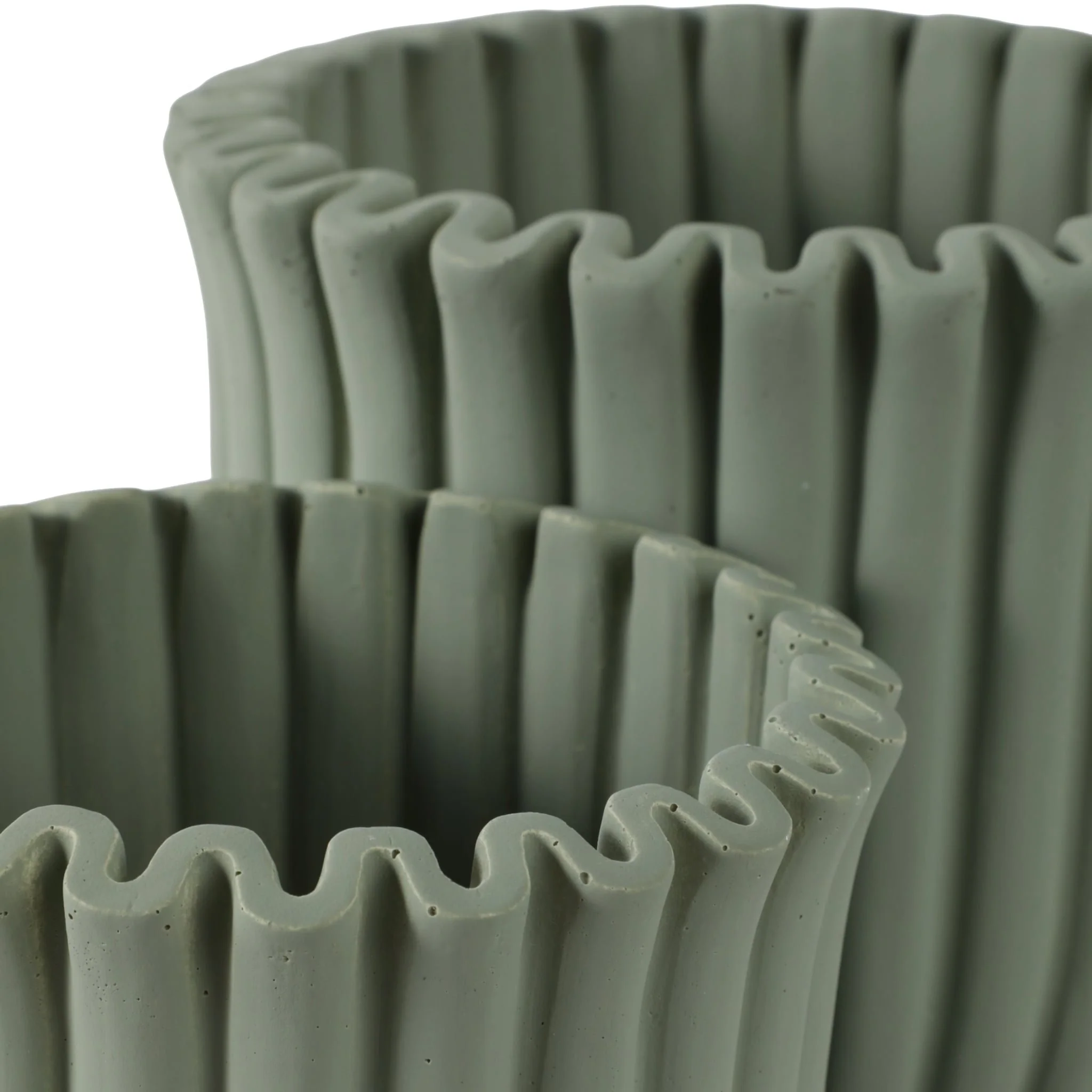 S/2 6/8" Fluted Planters, Sage Green - Image 6