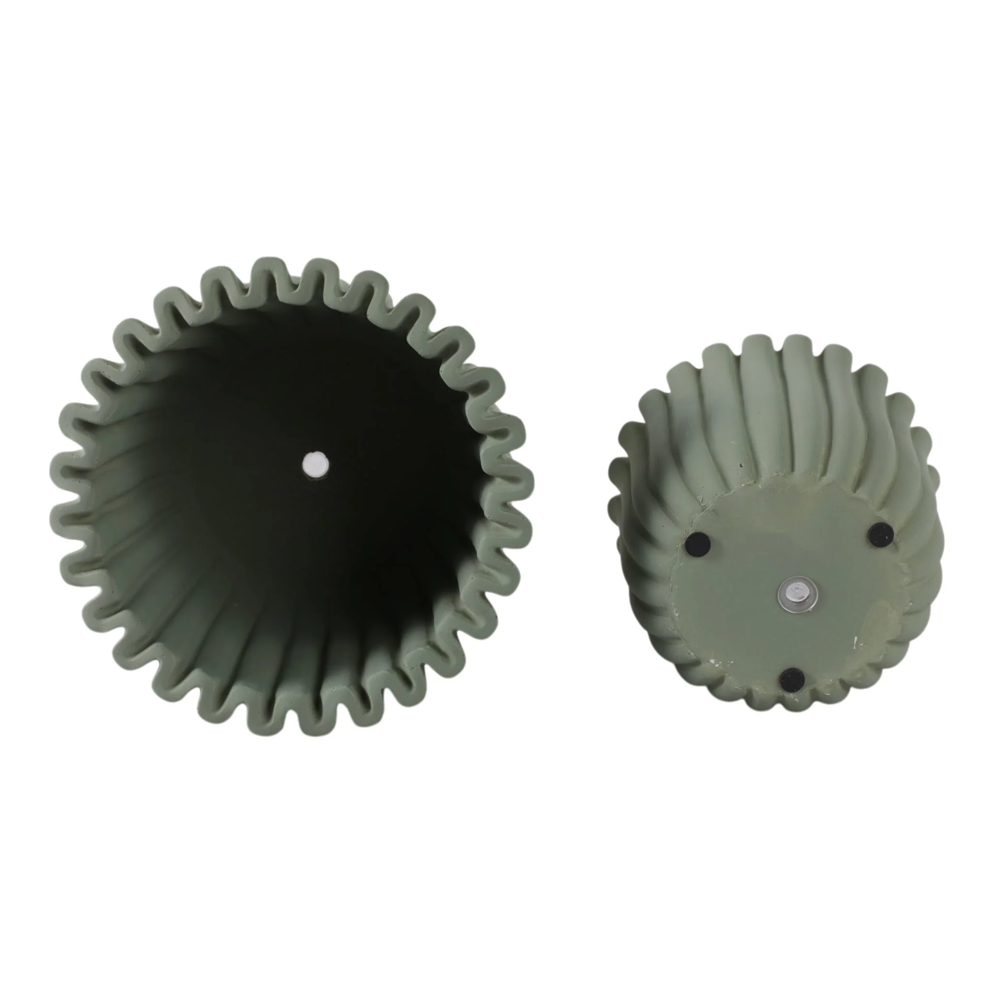 S/2 6/8" Fluted Planters, Sage Green - Image 7