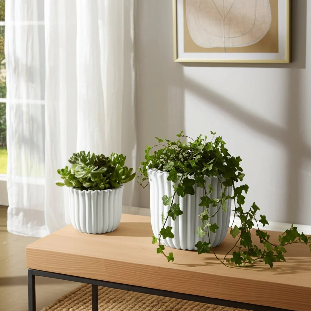 S/2 6/8" Fluted Planters, White - Image 10