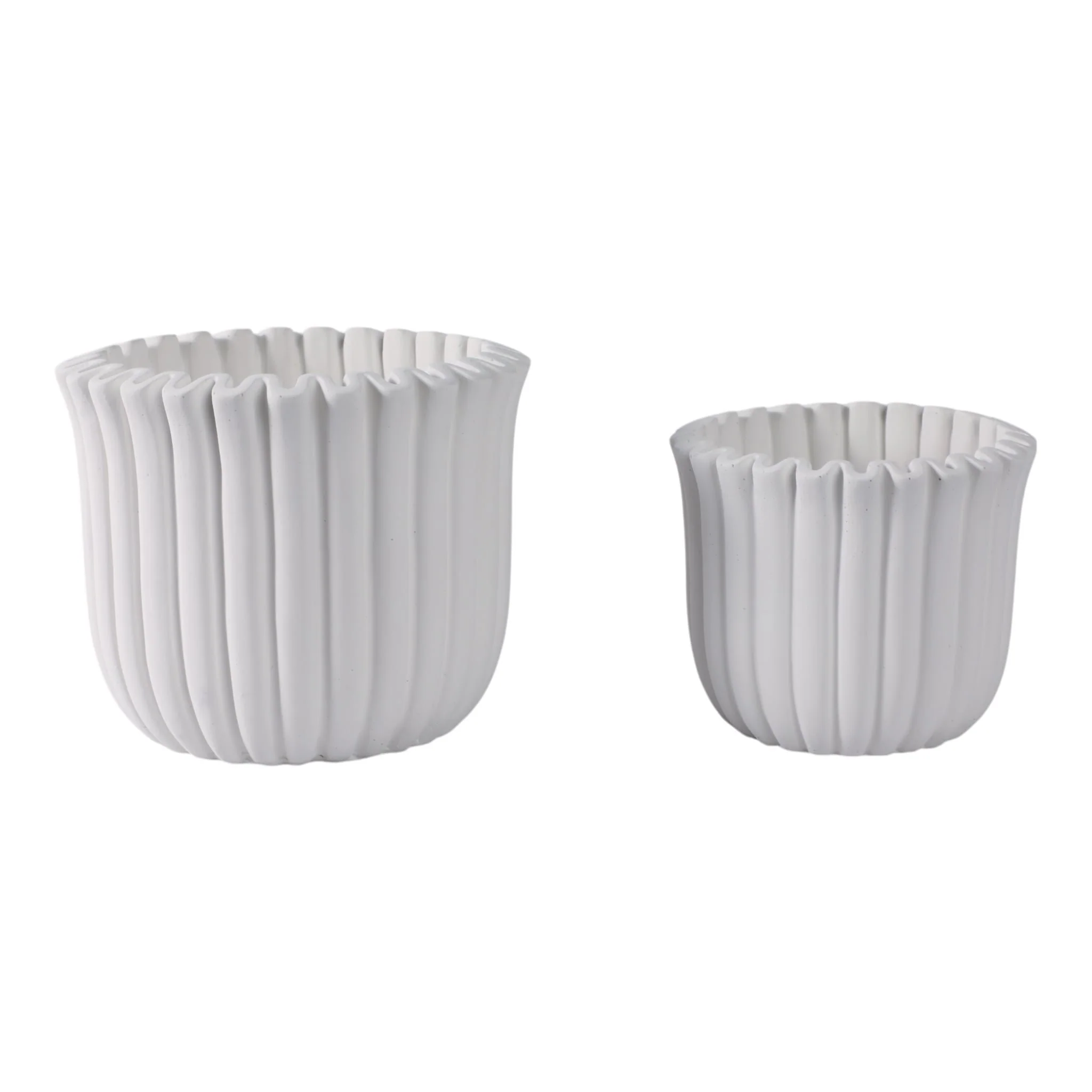 S/2 6/8" Fluted Planters, White - Image 3