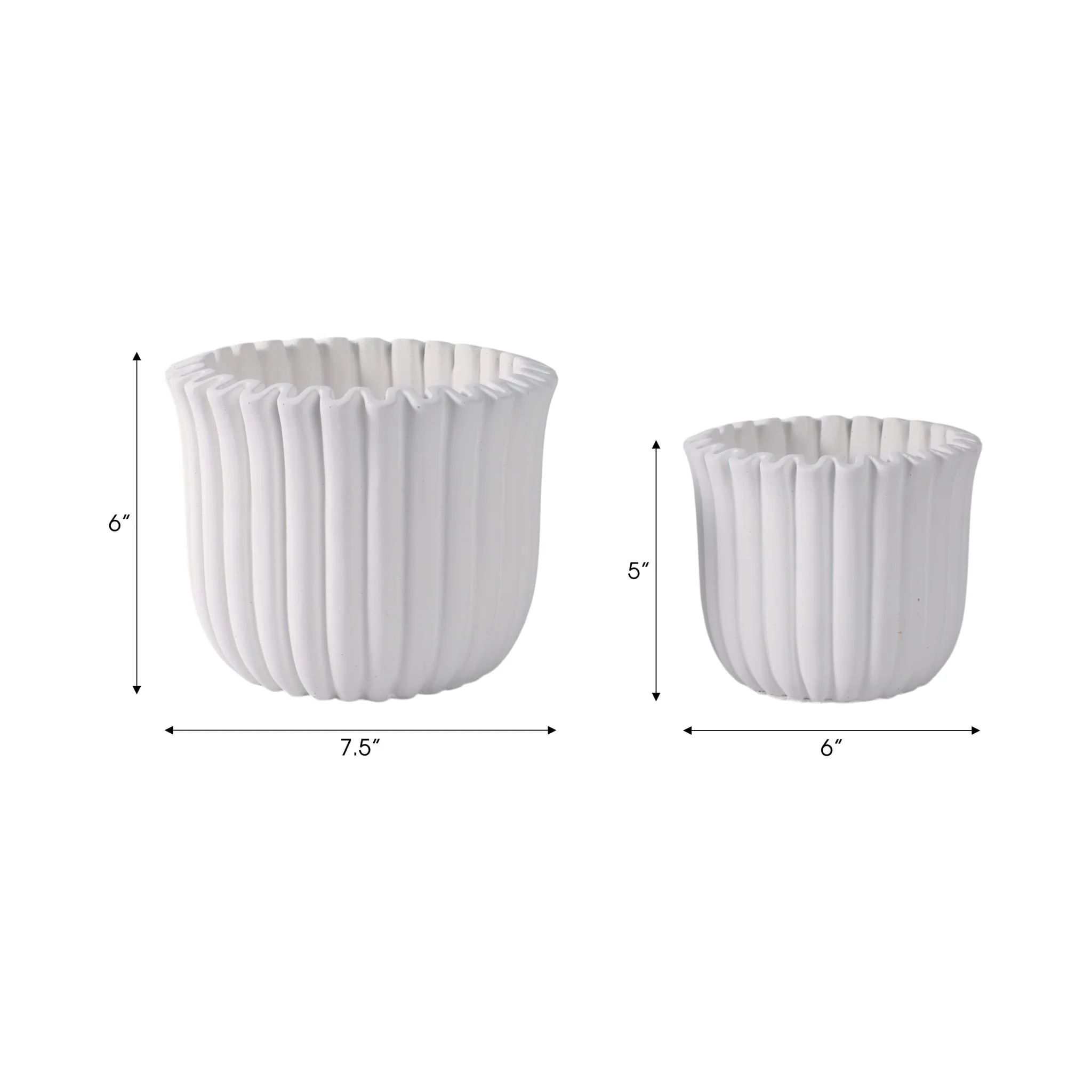 S/2 6/8" Fluted Planters, White - Image 8