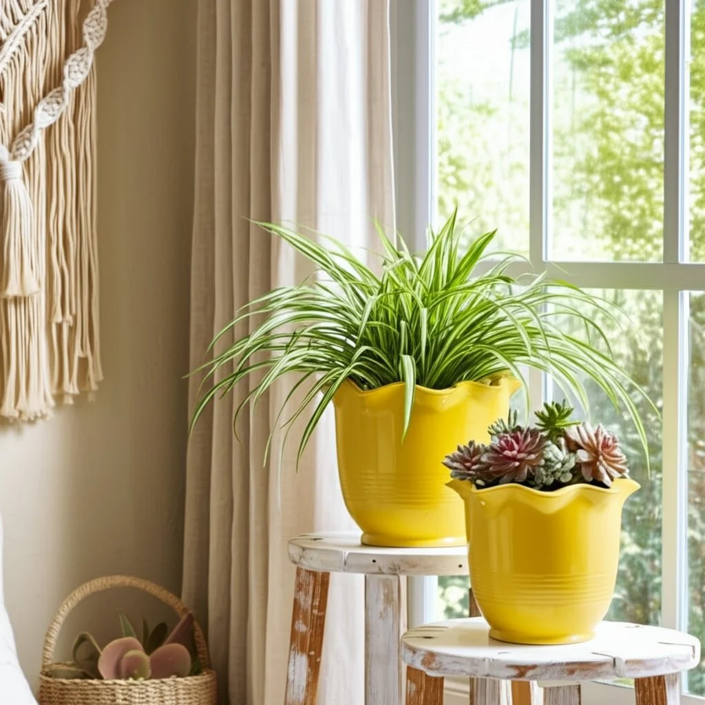 S/2 6/8" Fluted Planters, Yellow - Image 10
