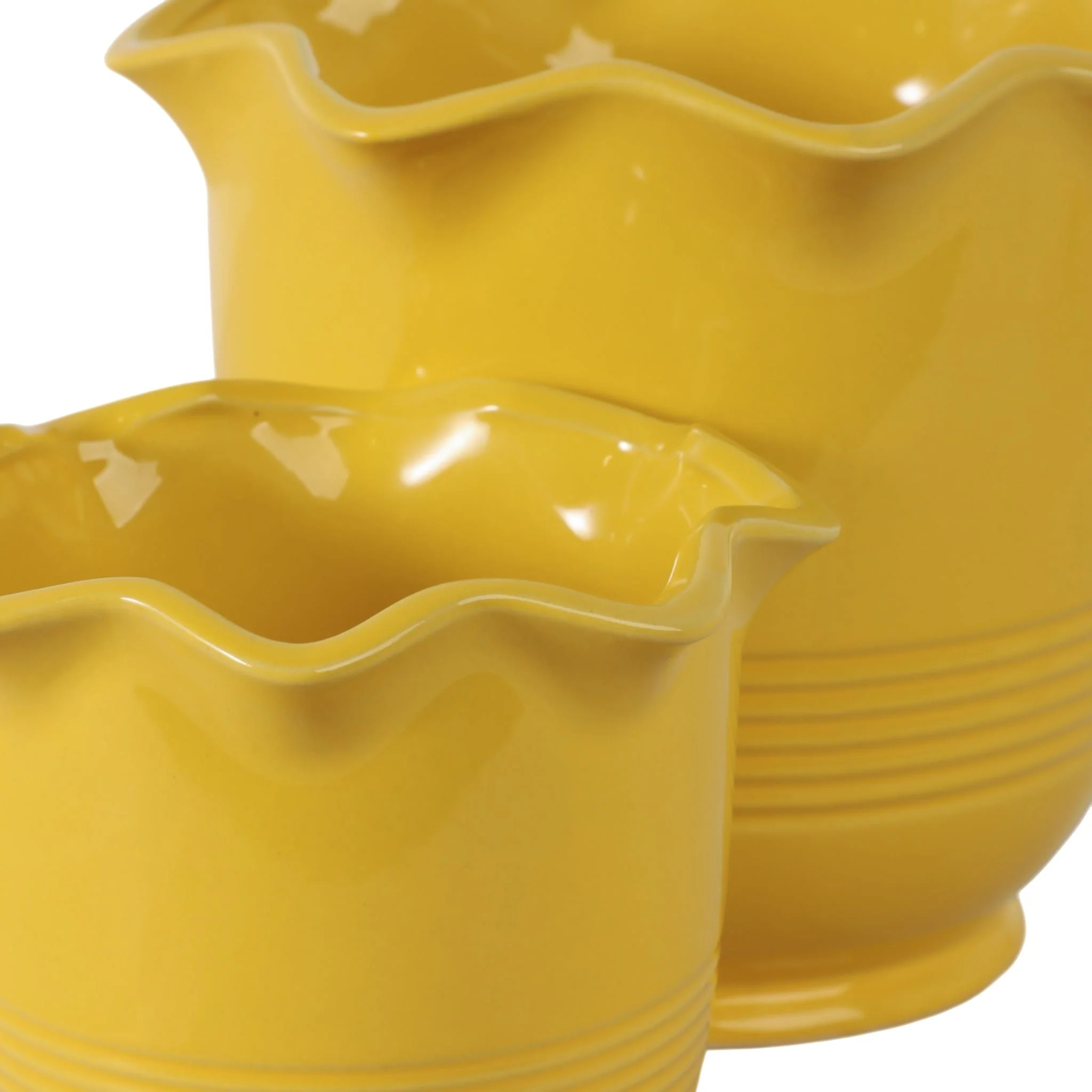 S/2 6/8" Fluted Planters, Yellow - Image 5