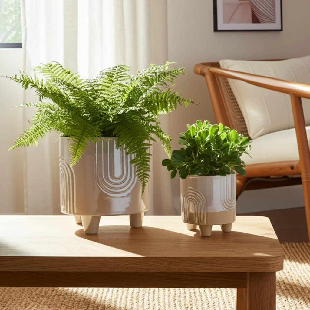 S/2 6/8" Iridescent Bravais Footed Planters, Ivory - Image 10