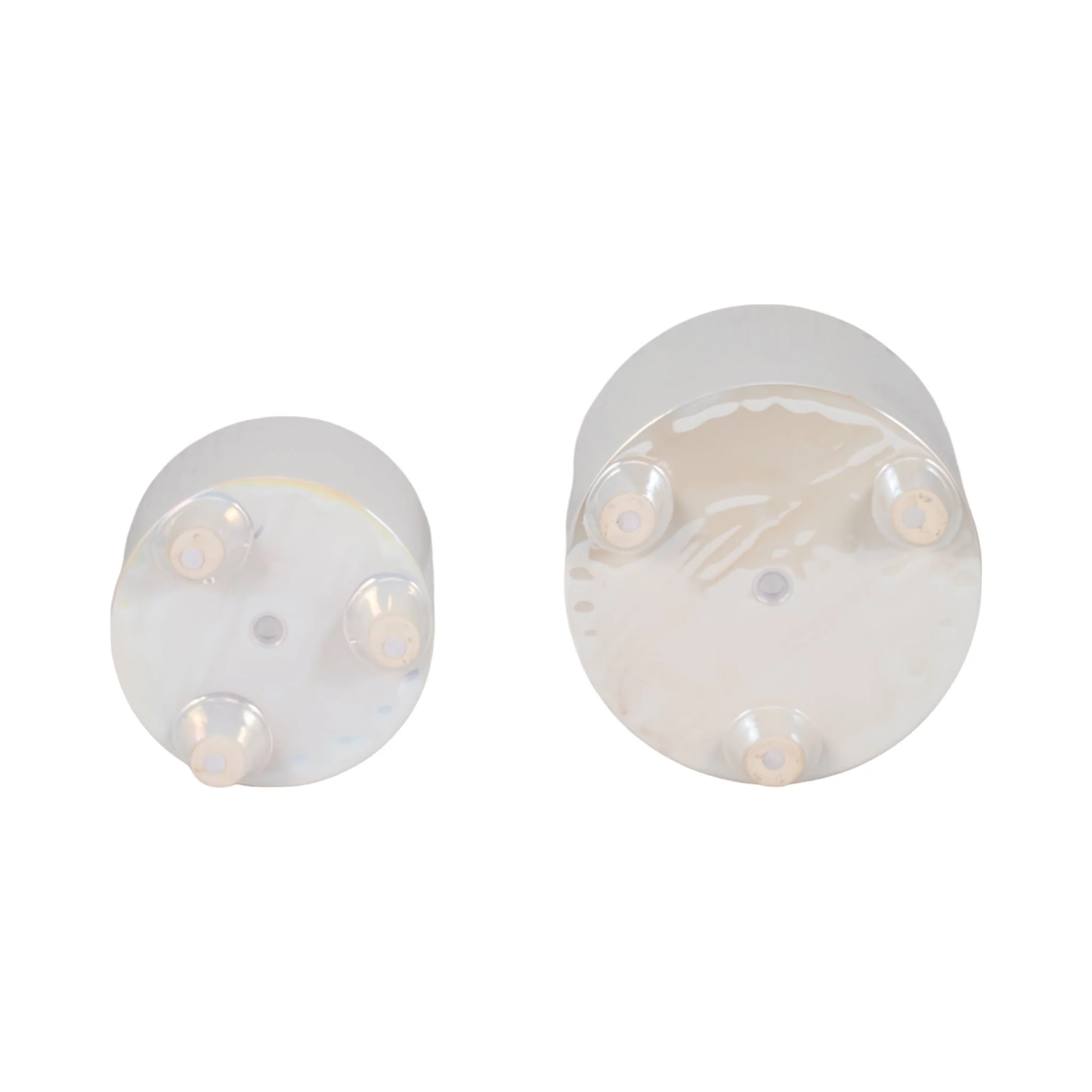 S/2 6/8" Iridescent Line Footed Planters, Ivory - Image 7
