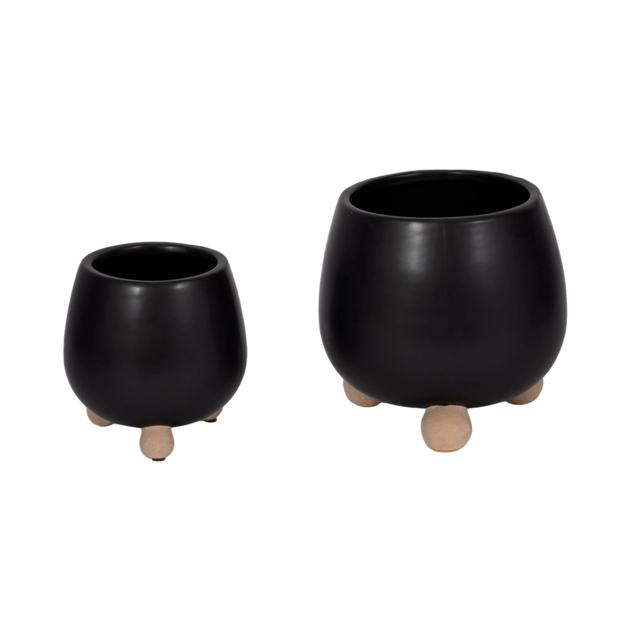 S/2 6/8" Knobby Feet Planters, Black - Image 3