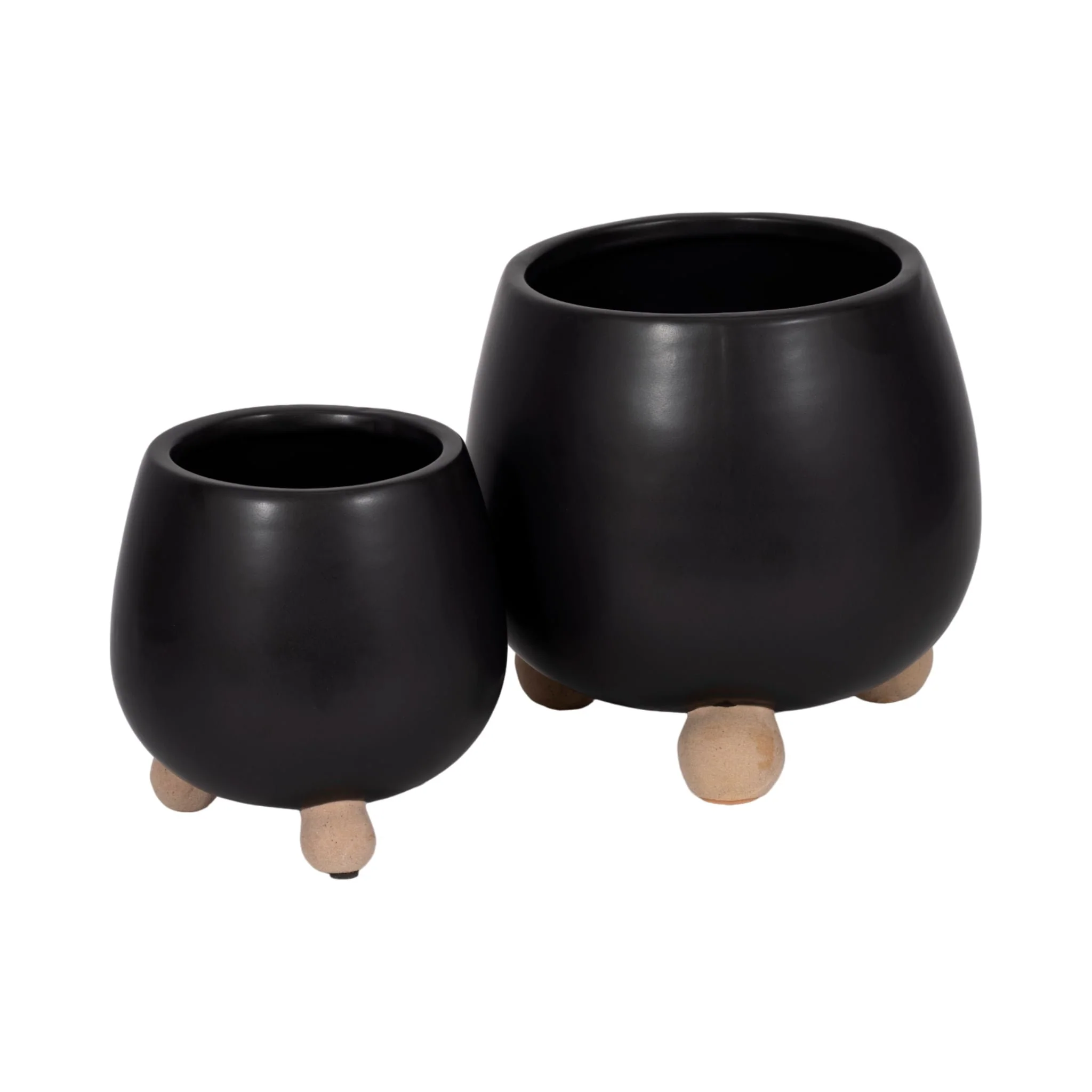 S/2 6/8" Knobby Feet Planters, Black - Image 4