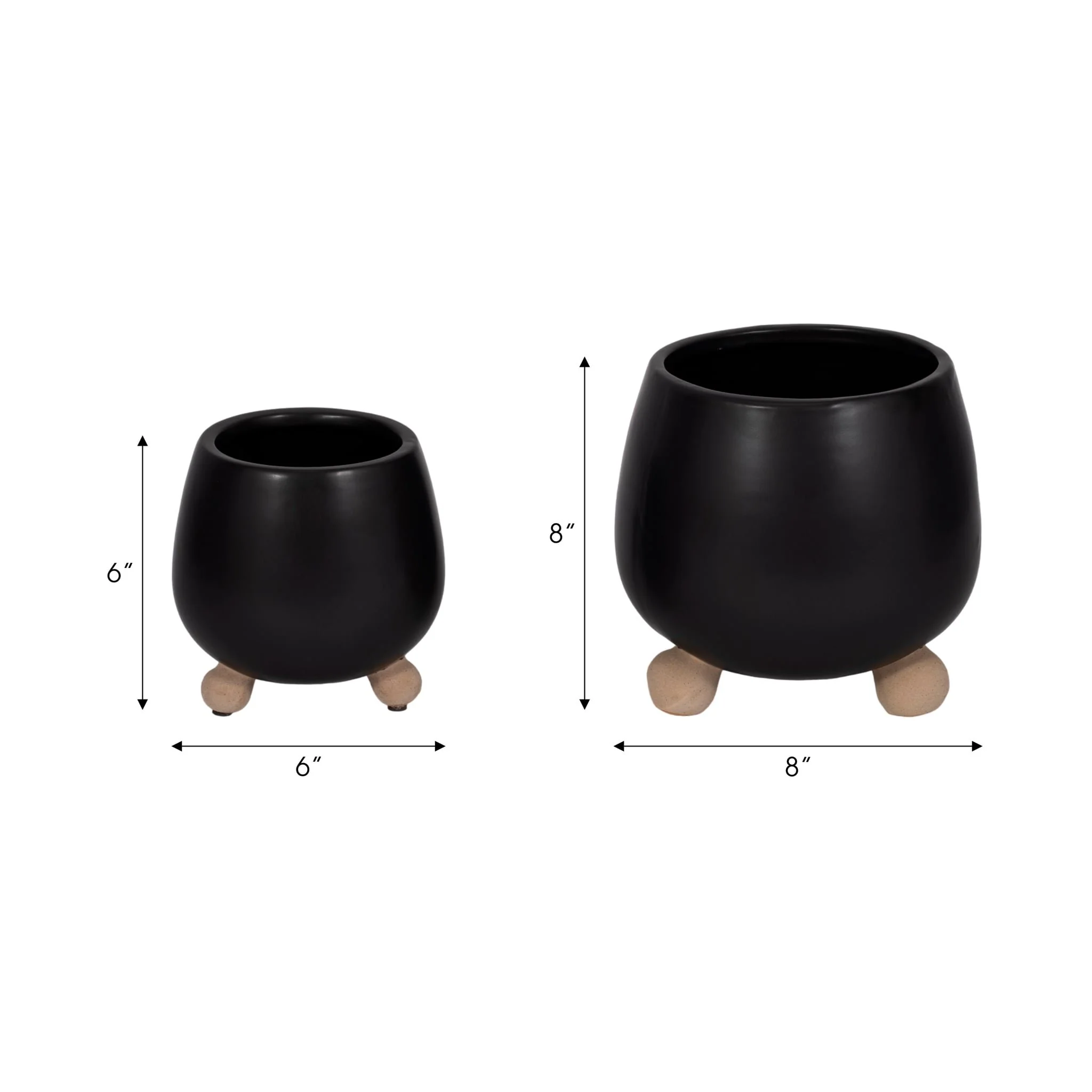 S/2 6/8" Knobby Feet Planters, Black - Image 7