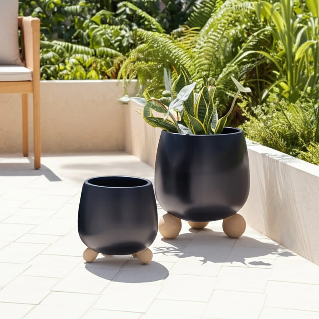 S/2 6/8" Knobby Feet Planters, Black - Image 9