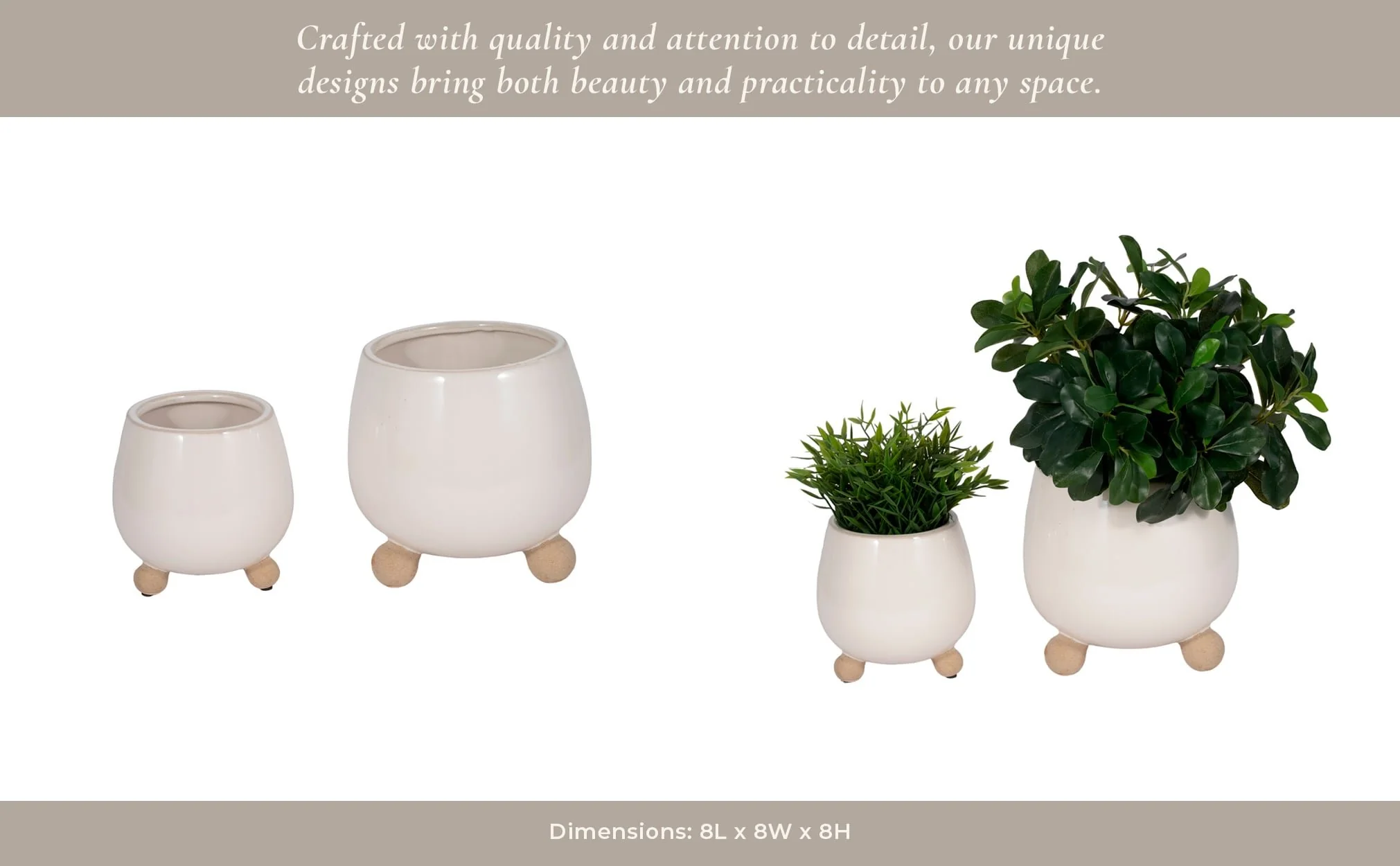 S/2 6/8" Knobby Feet Planters, Cream - Image 10