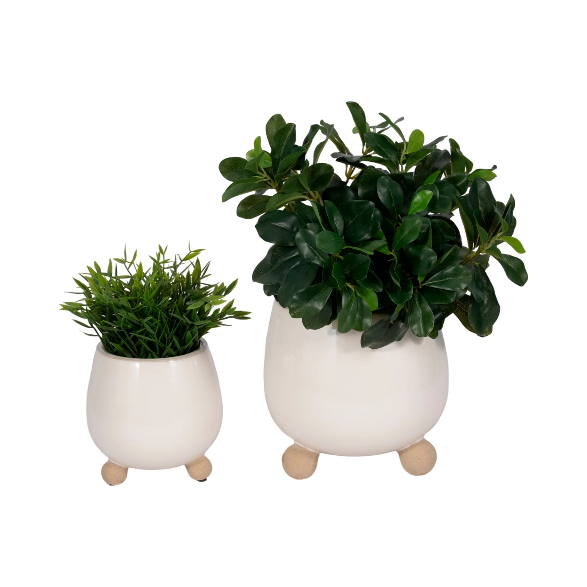 S/2 6/8" Knobby Feet Planters, Cream - Image 2