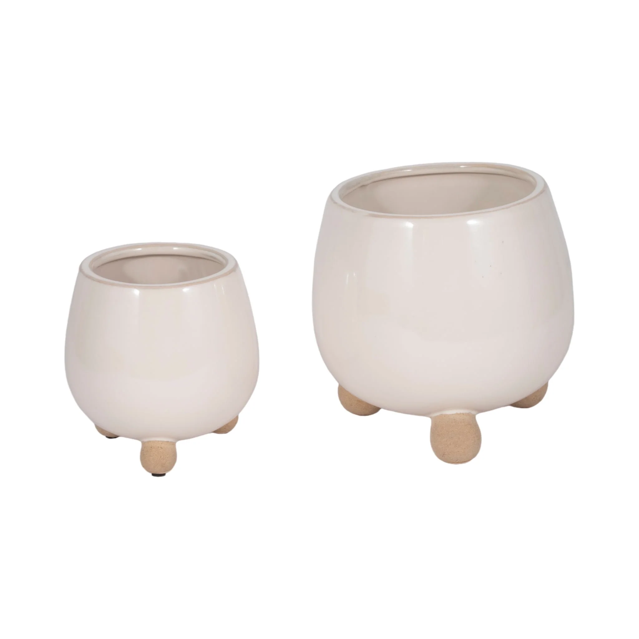 S/2 6/8" Knobby Feet Planters, Cream - Image 3