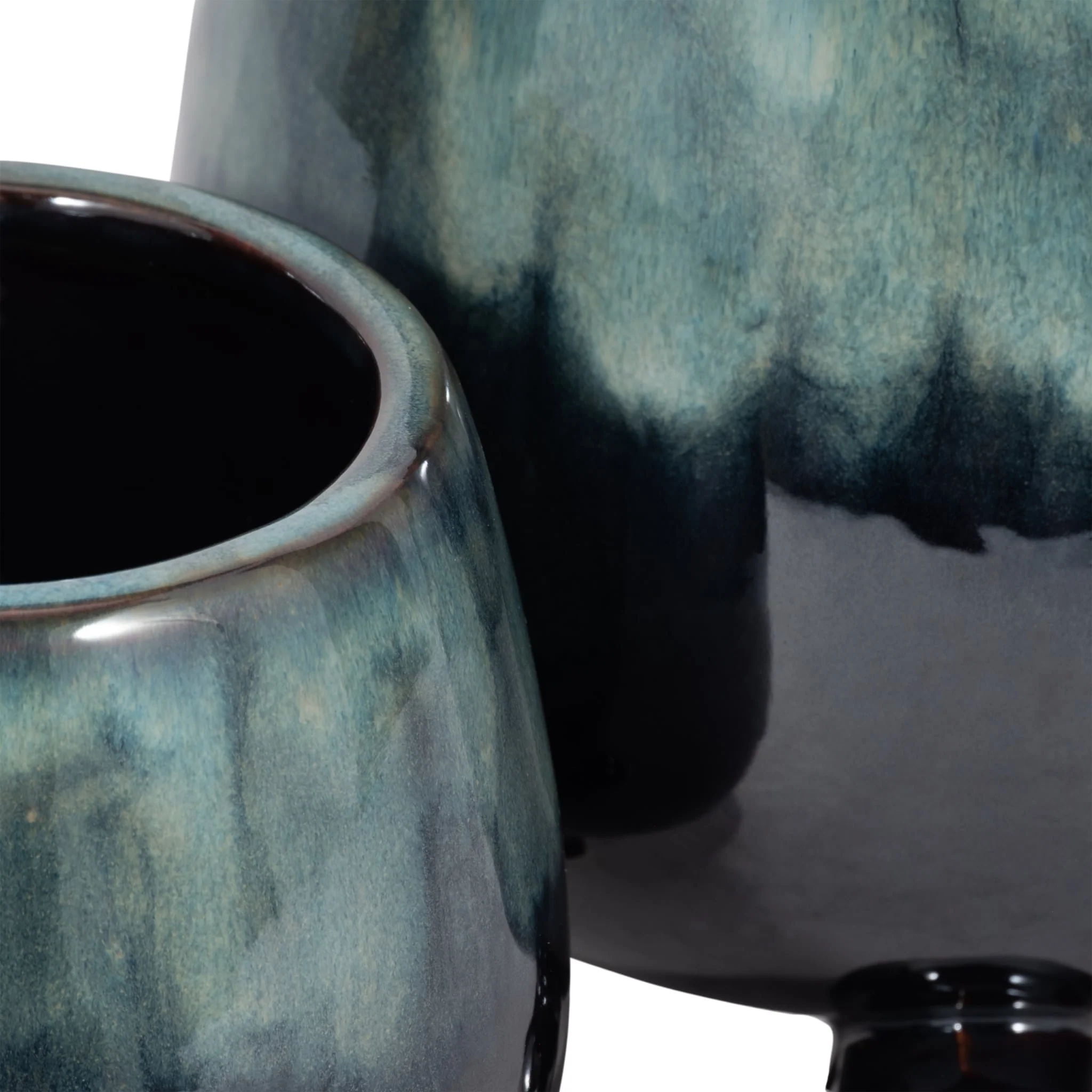 S/2 6/8" Knobby Feet Reactive Finish Planters, Blu - Image 5