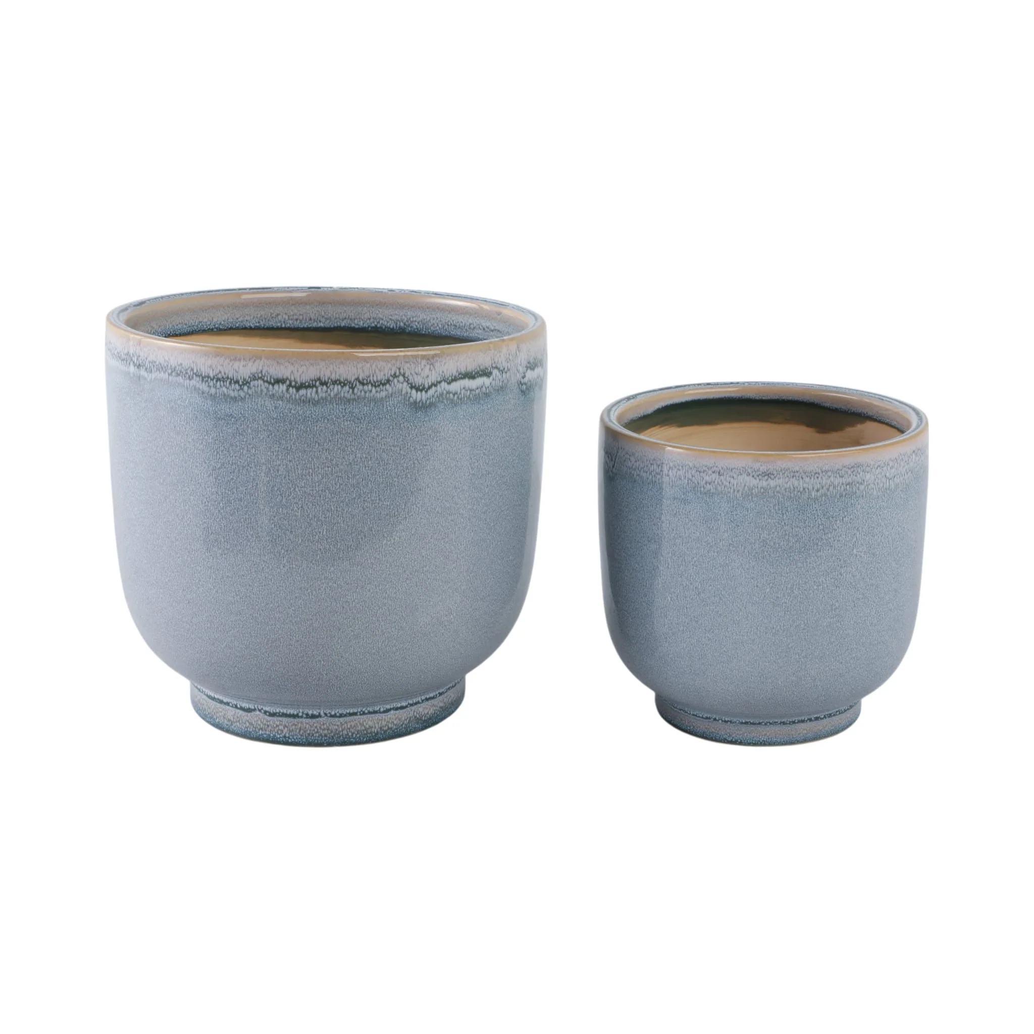 S/2 6/8" Reactive Glazed Planters, Blue - Image 2