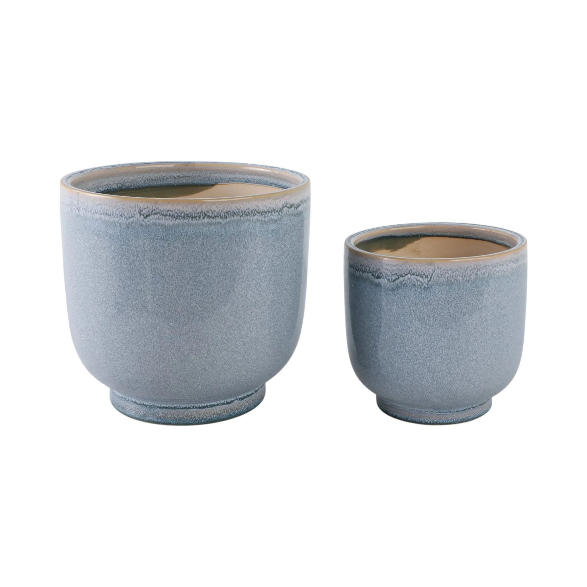 S/2 6/8" Reactive Glazed Planters, Blue - Image 3