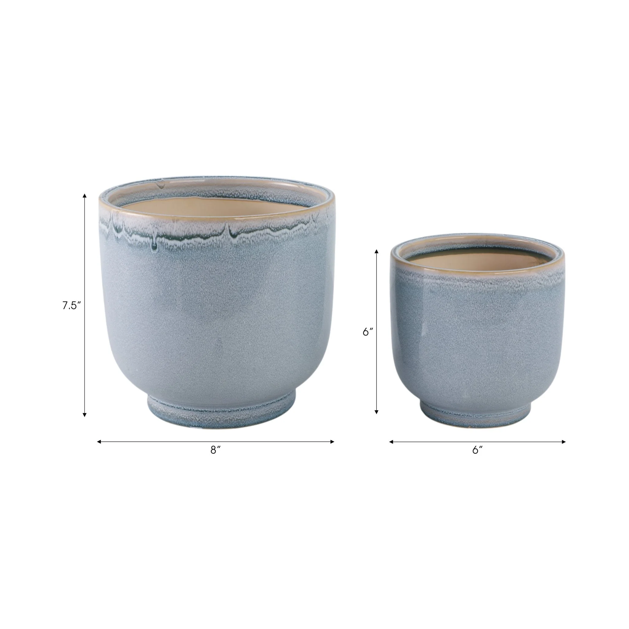 S/2 6/8" Reactive Glazed Planters, Blue - Image 7