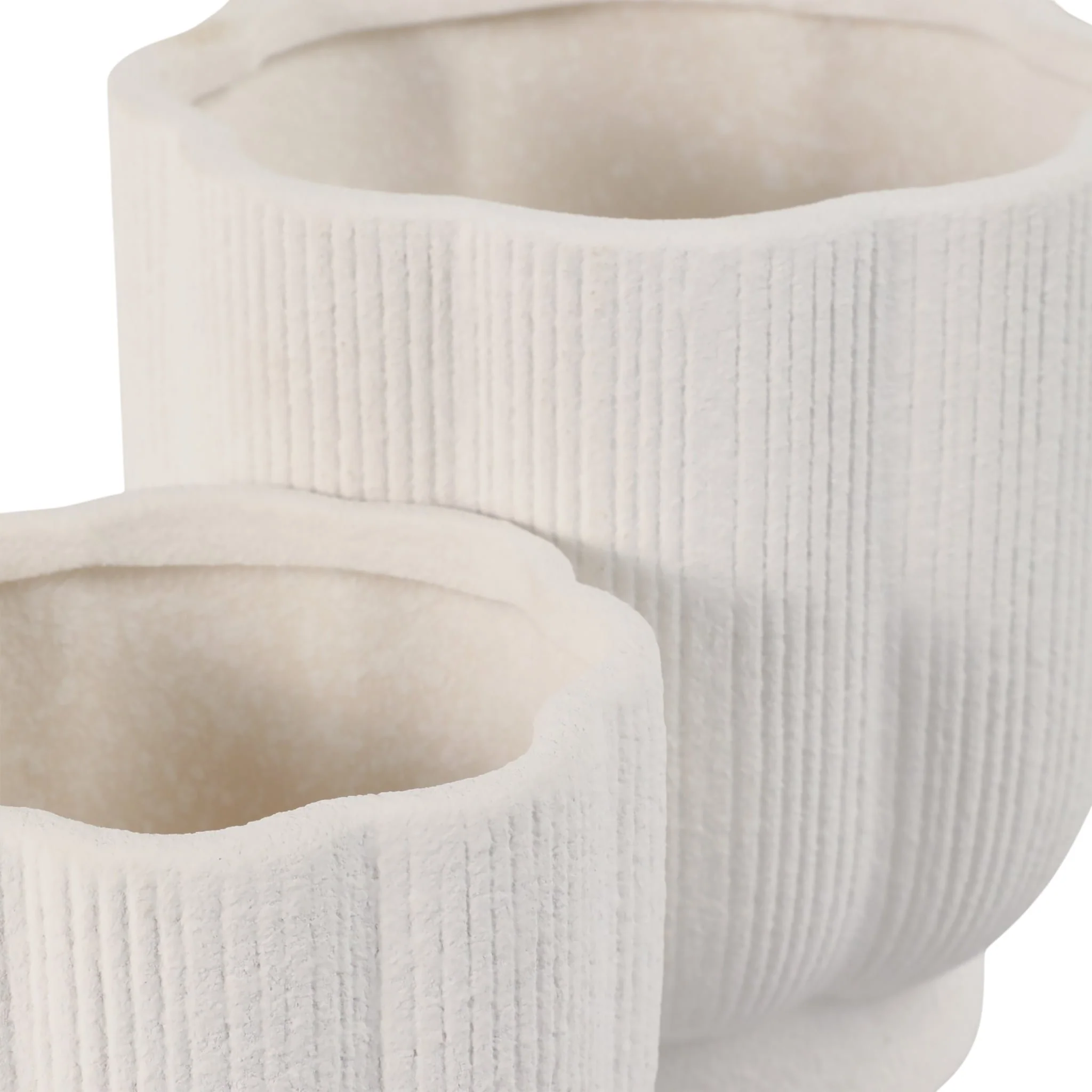 S/2 6/8" Scallop Shaped Planters, White - Image 4