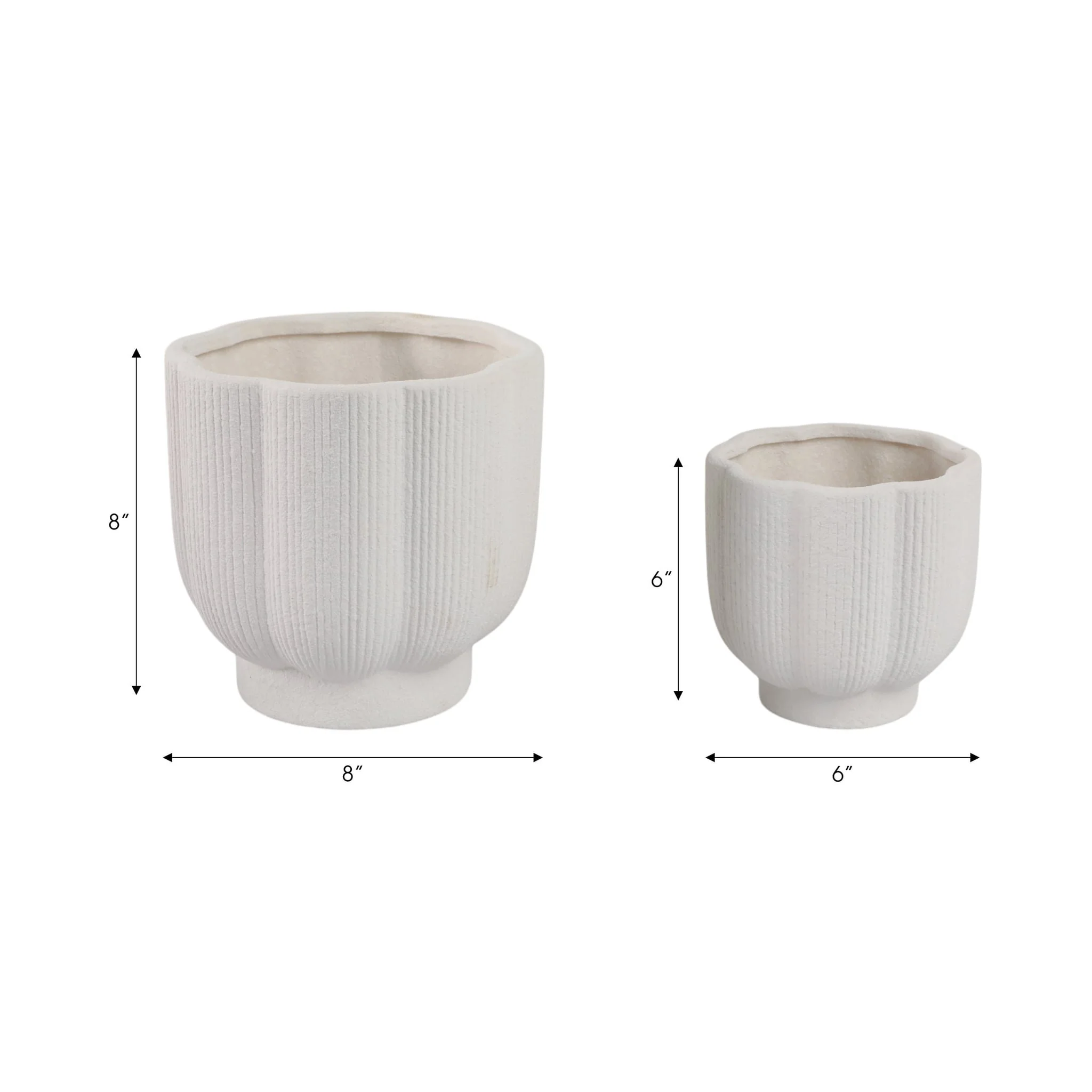 S/2 6/8" Scallop Shaped Planters, White - Image 7