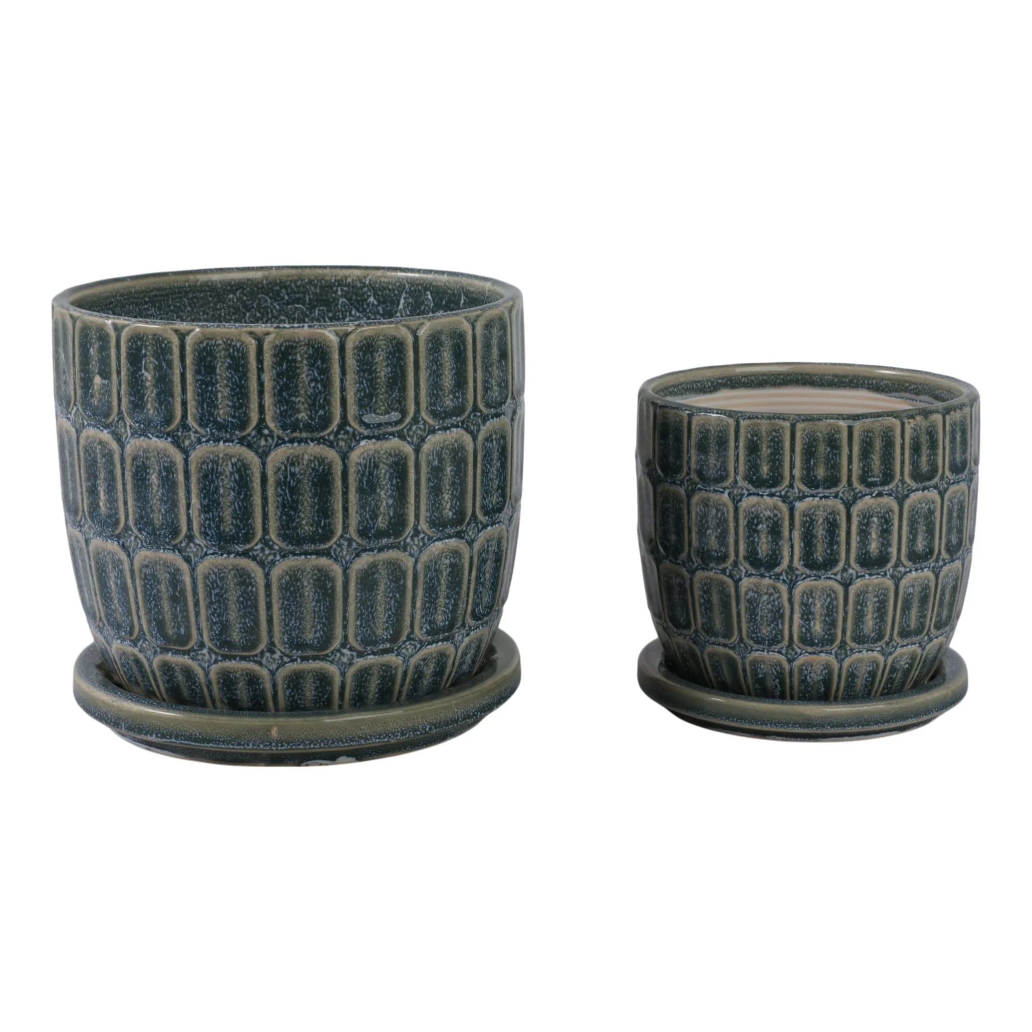 S/2 6/8" Squoval Design Saucer Planters, Blue - Image 4