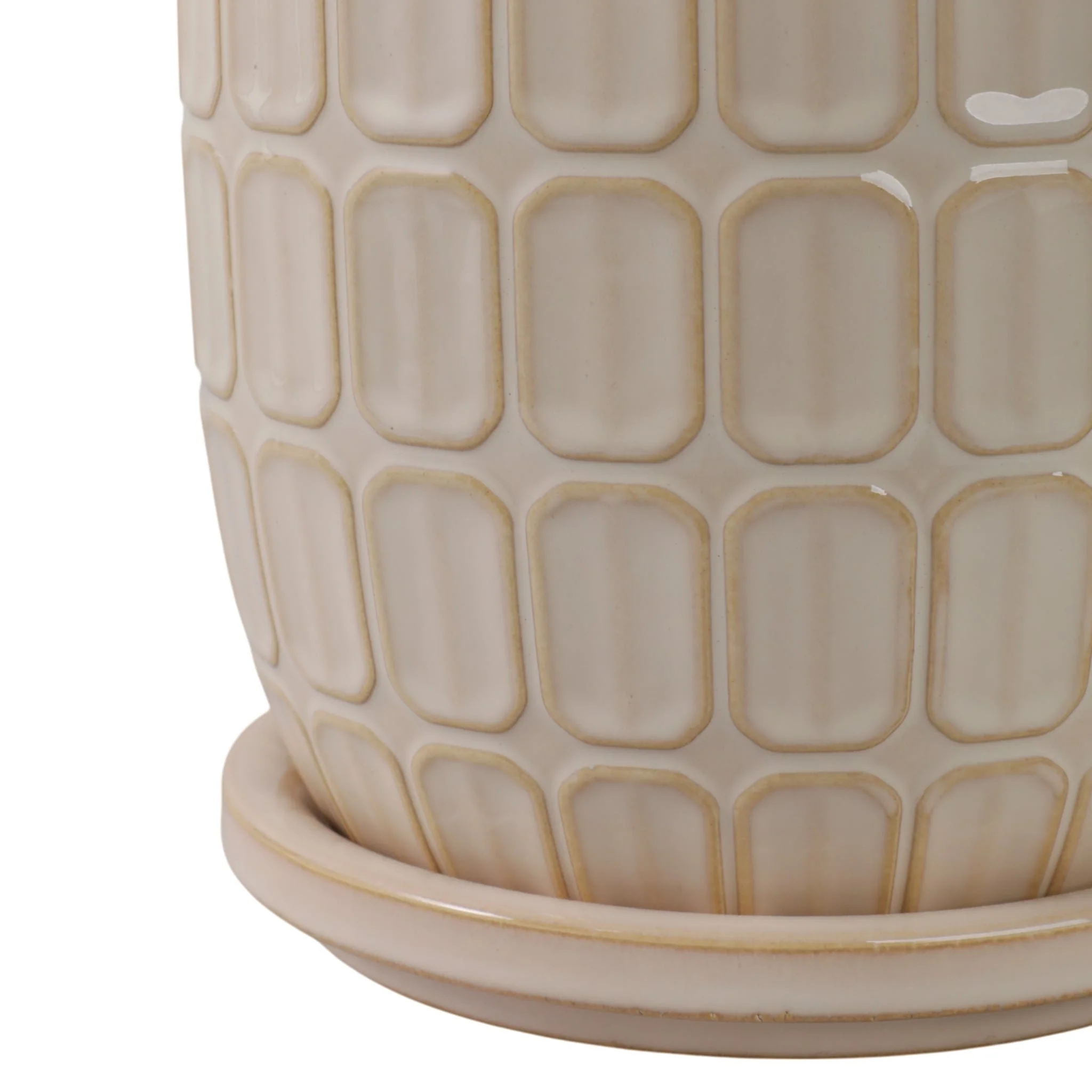S/2 6/8" Squoval Design Saucer Planters, Ivory - Image 5