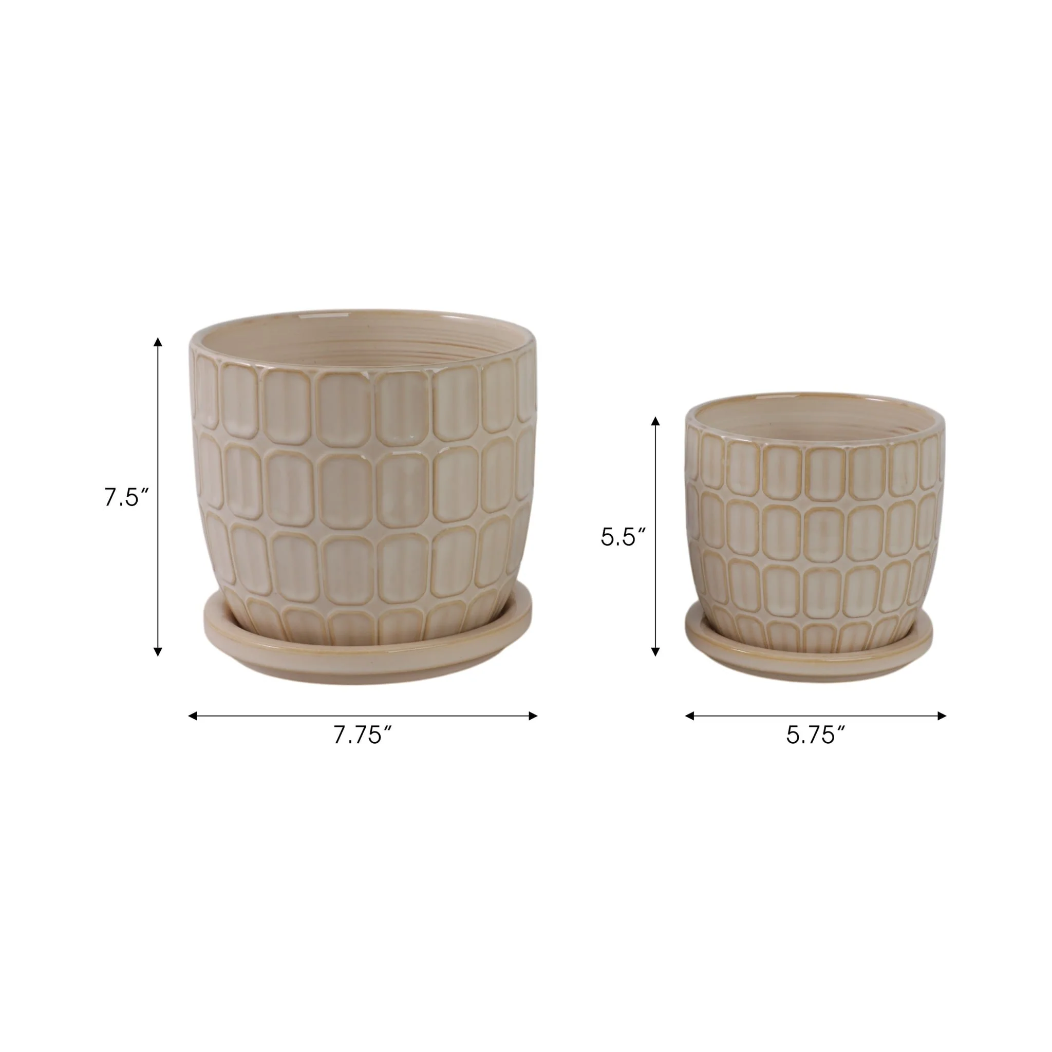 S/2 6/8" Squoval Design Saucer Planters, Ivory - Image 8
