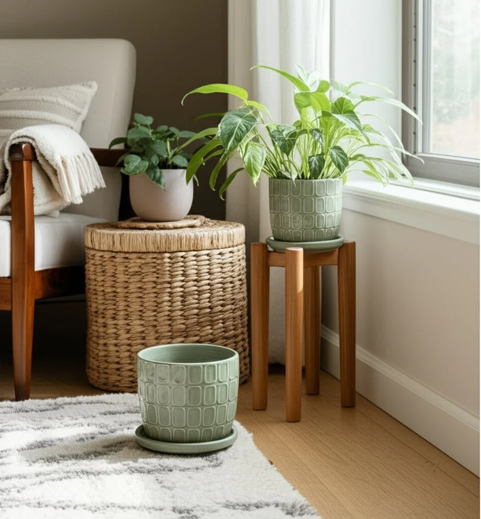 S/2 6/8" Squoval Design Saucer Planters, Sage Gree - Image 10