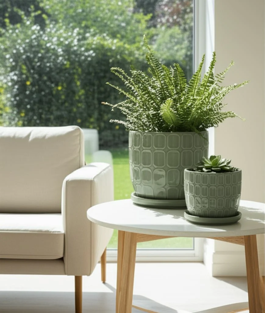 S/2 6/8" Squoval Design Saucer Planters, Sage Gree - Image 12
