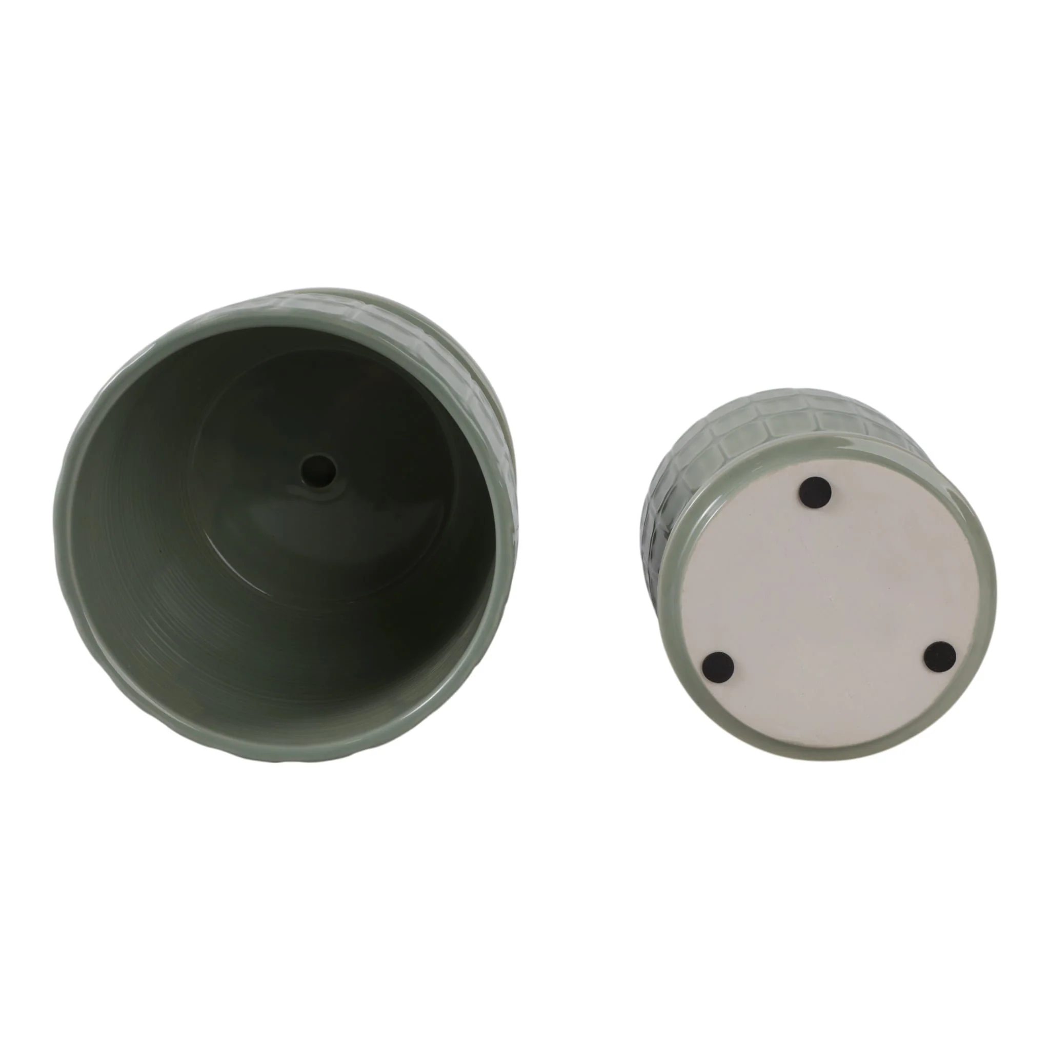 S/2 6/8" Squoval Design Saucer Planters, Sage Gree - Image 7