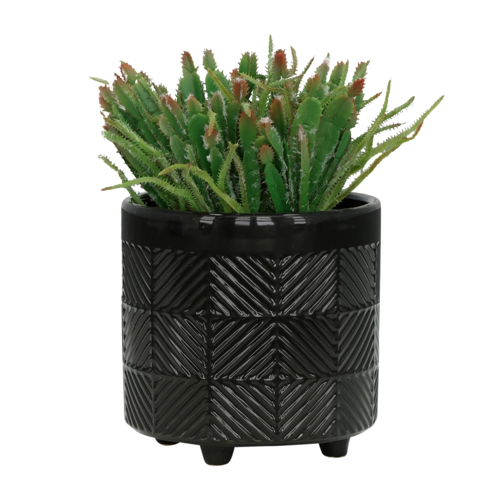 S/2 6/8" Textured Planters, Shiny Black - Image 2