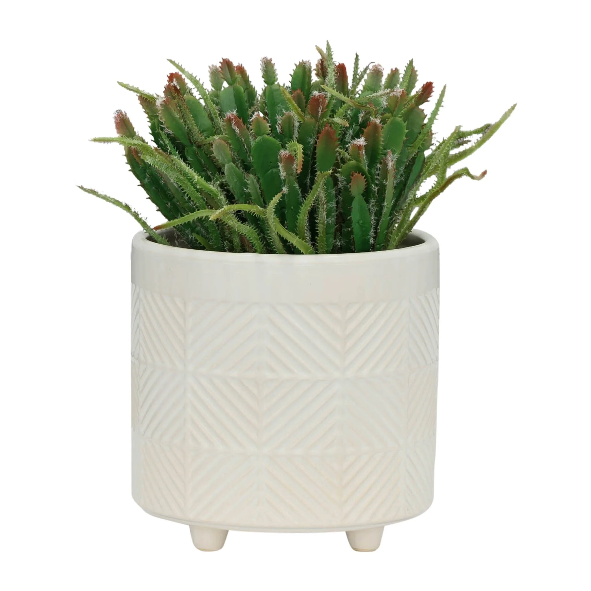 S/2 6/8" Textured Planters, Shiny White - Image 2