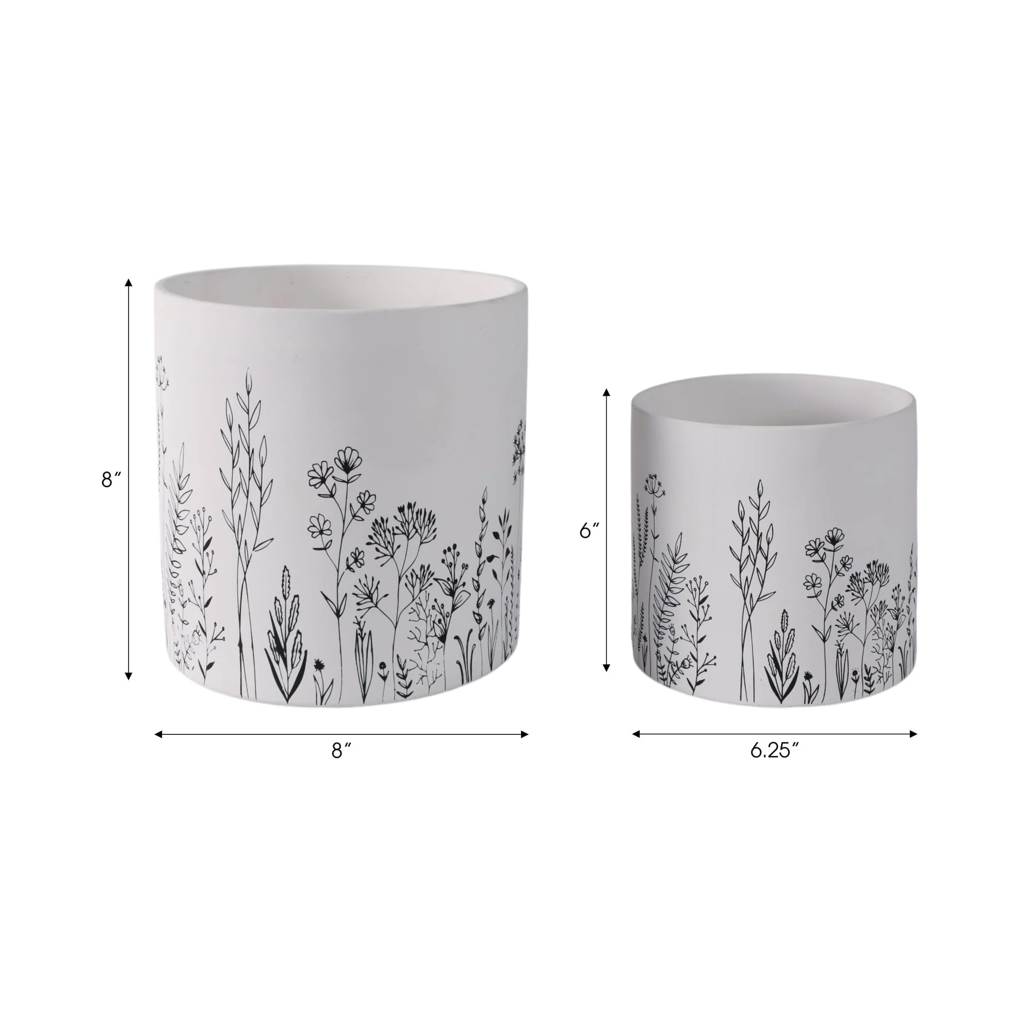S/2 6/8" Wildflower Field Planters, White/navy - Image 6