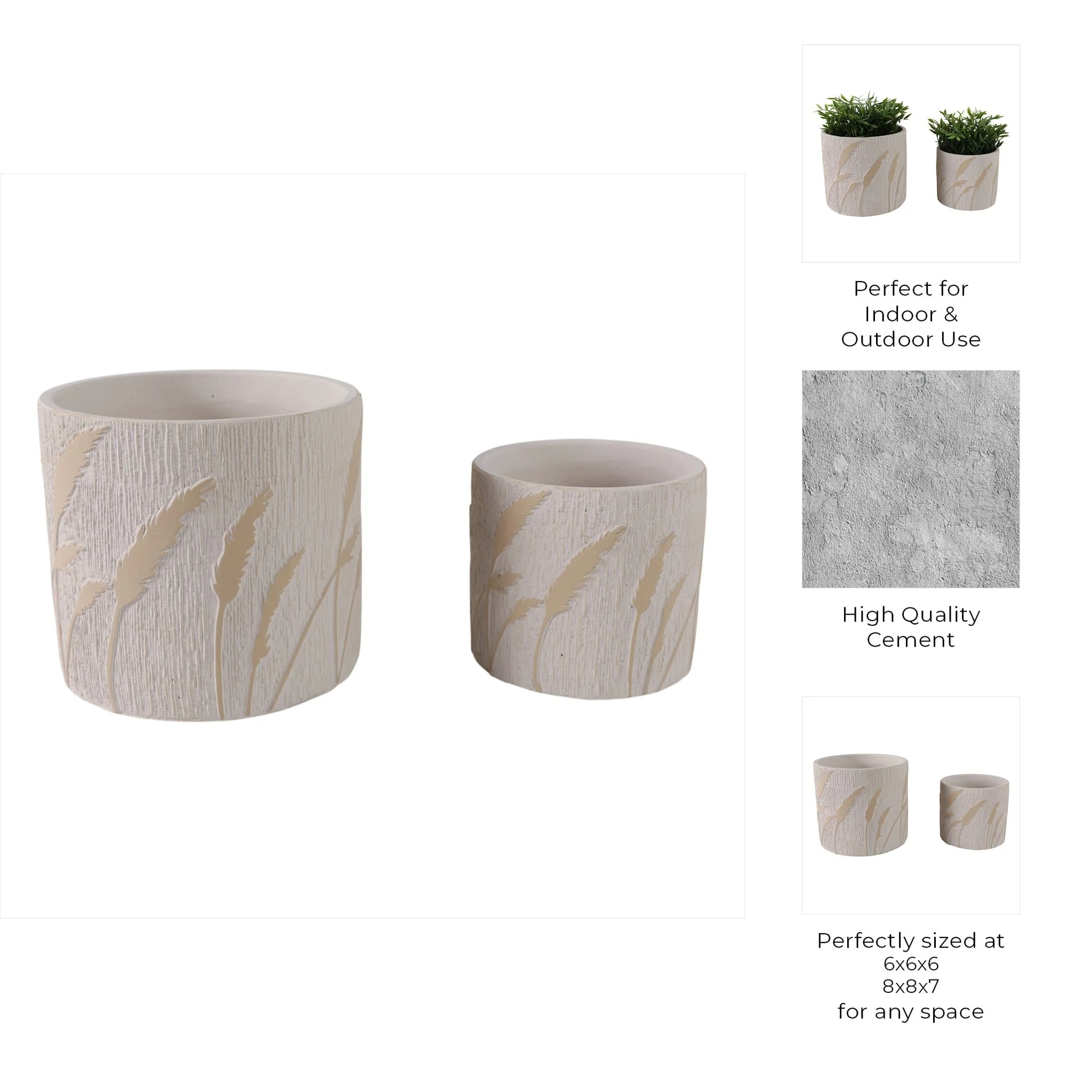 S/2 6/8" Wispy Wildflowers Planters, Ivory - Image 10