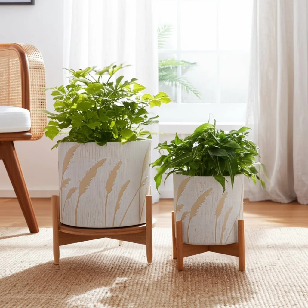 S/2 6/8" Wispy Wildflowers Planters, Ivory - Image 11