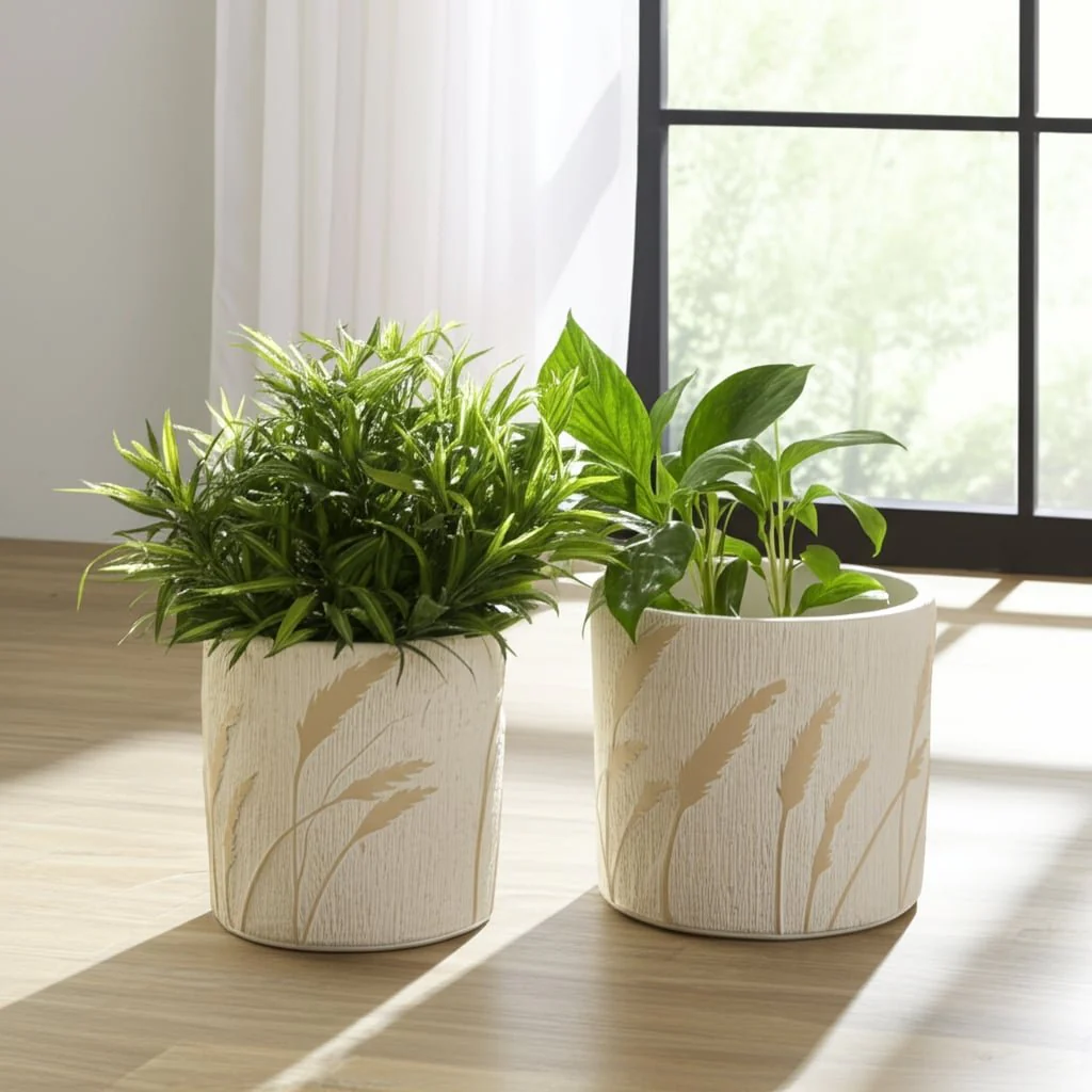 S/2 6/8" Wispy Wildflowers Planters, Ivory - Image 12