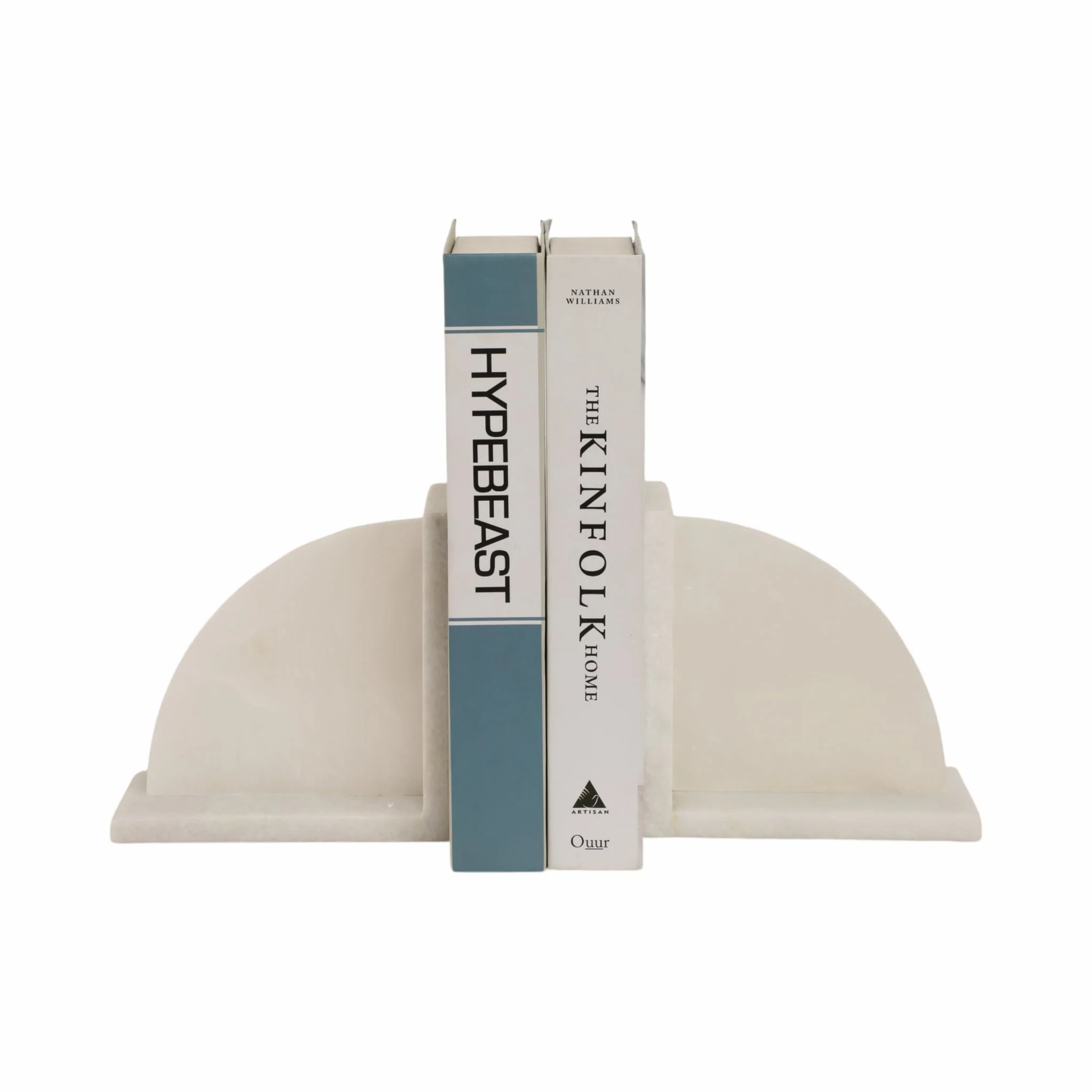 S/2 6" Alabaster Arc Bookends, White - Image 2