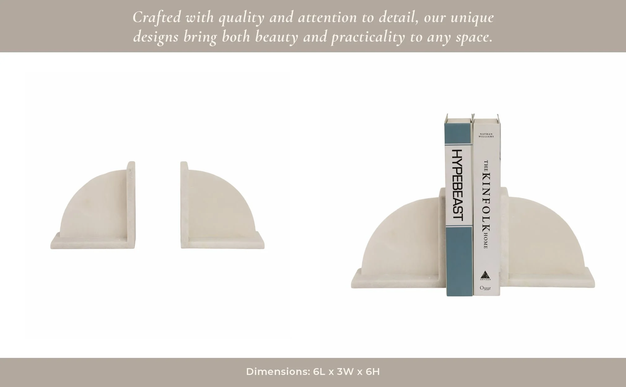 S/2 6" Alabaster Arc Bookends, White - Image 9