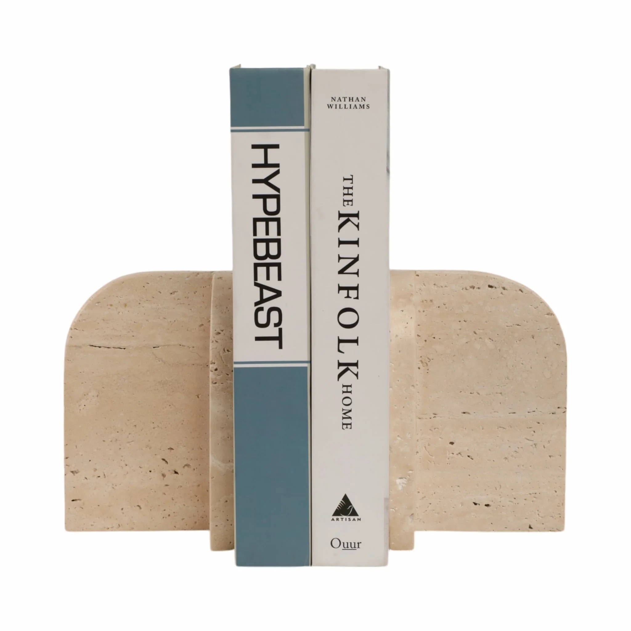 S/2 6" Arched Travertine Bookends, Tan - Image 2