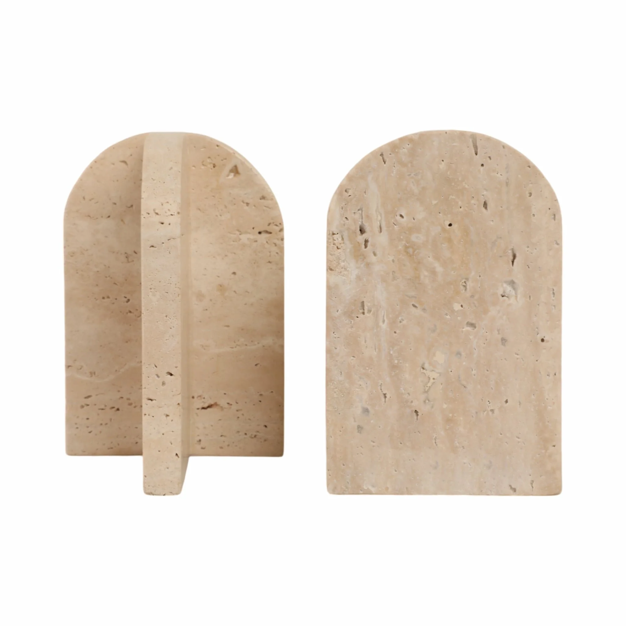 S/2 6" Arched Travertine Bookends, Tan - Image 5