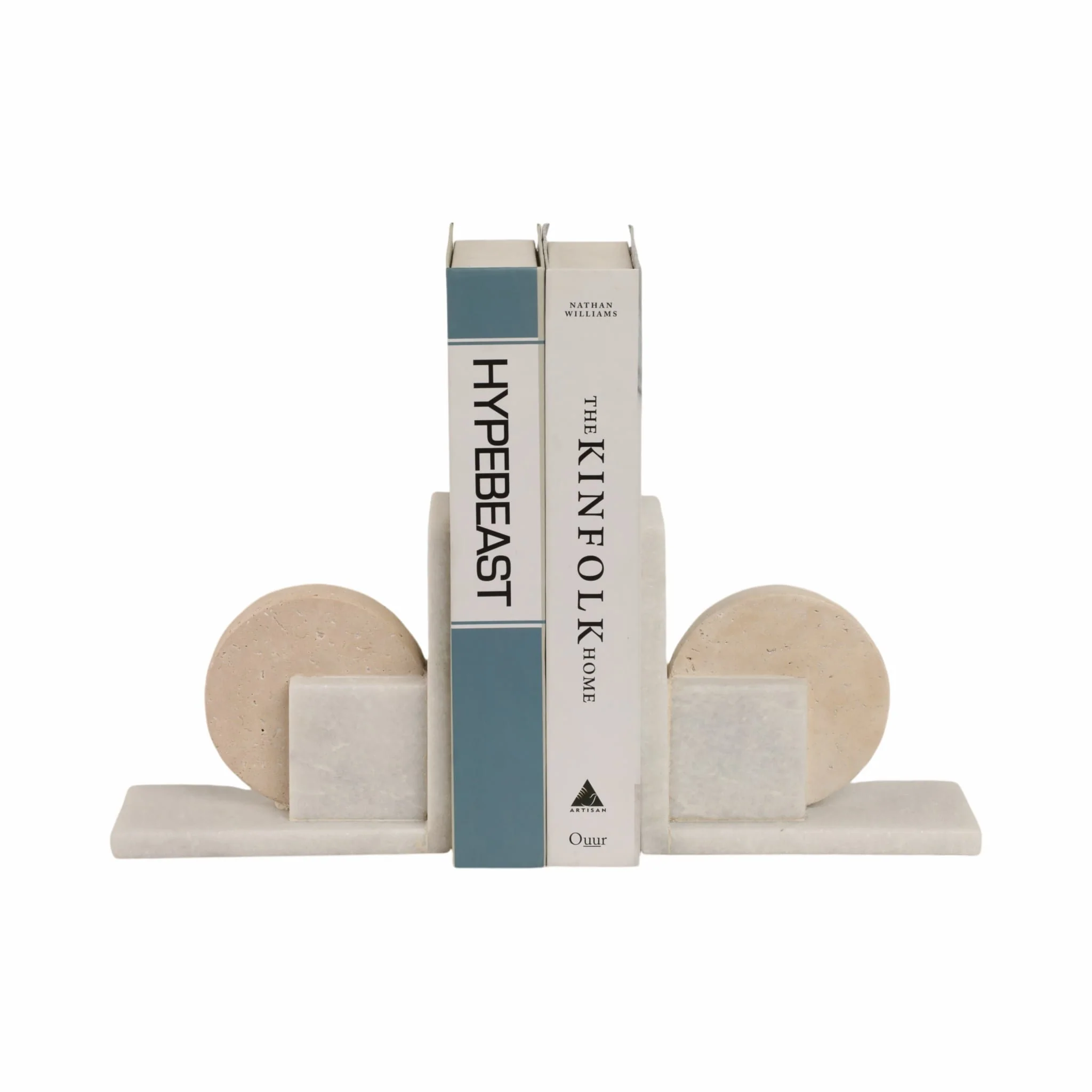 S/2 6" Geometric Travertine & Marble Bookends, Mul - Image 2