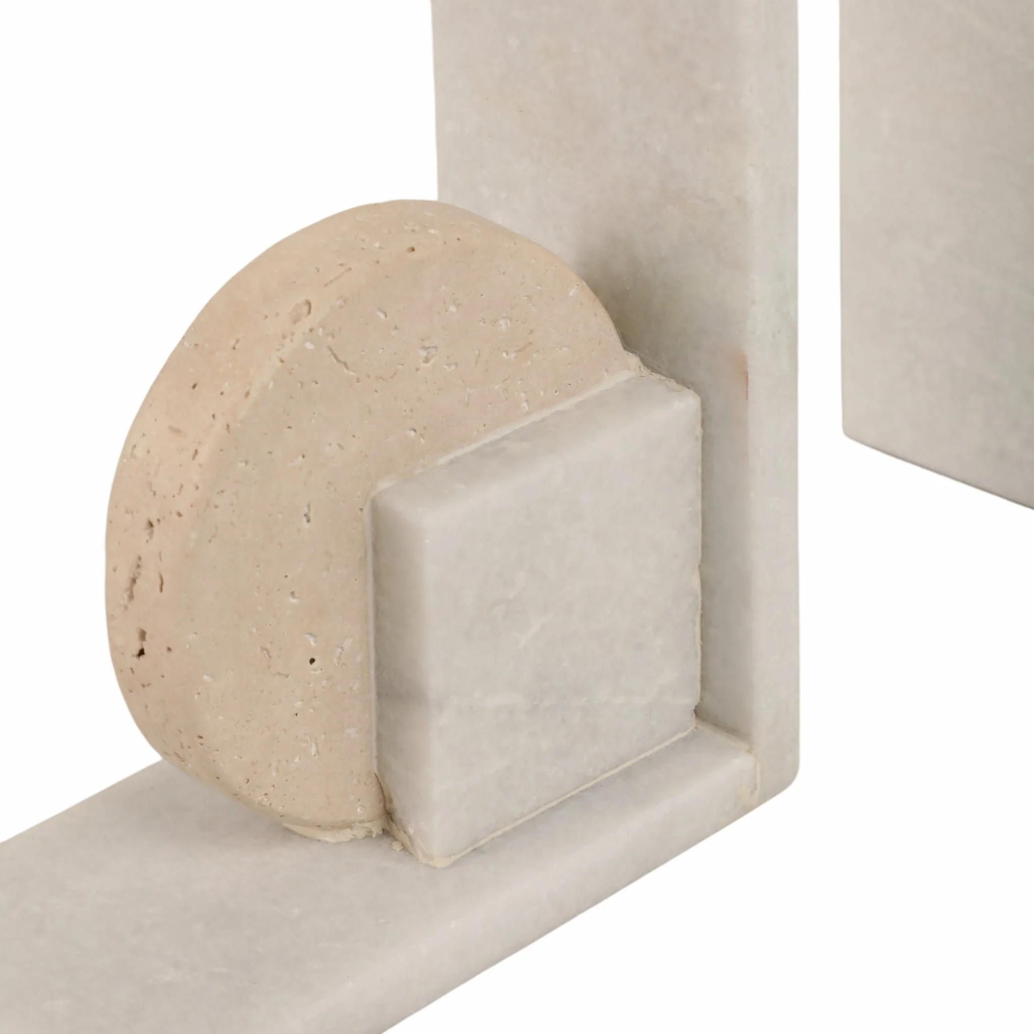 S/2 6" Geometric Travertine & Marble Bookends, Mul - Image 4
