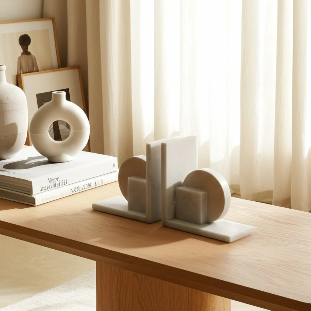 S/2 6" Geometric Travertine & Marble Bookends, Mul - Image 9