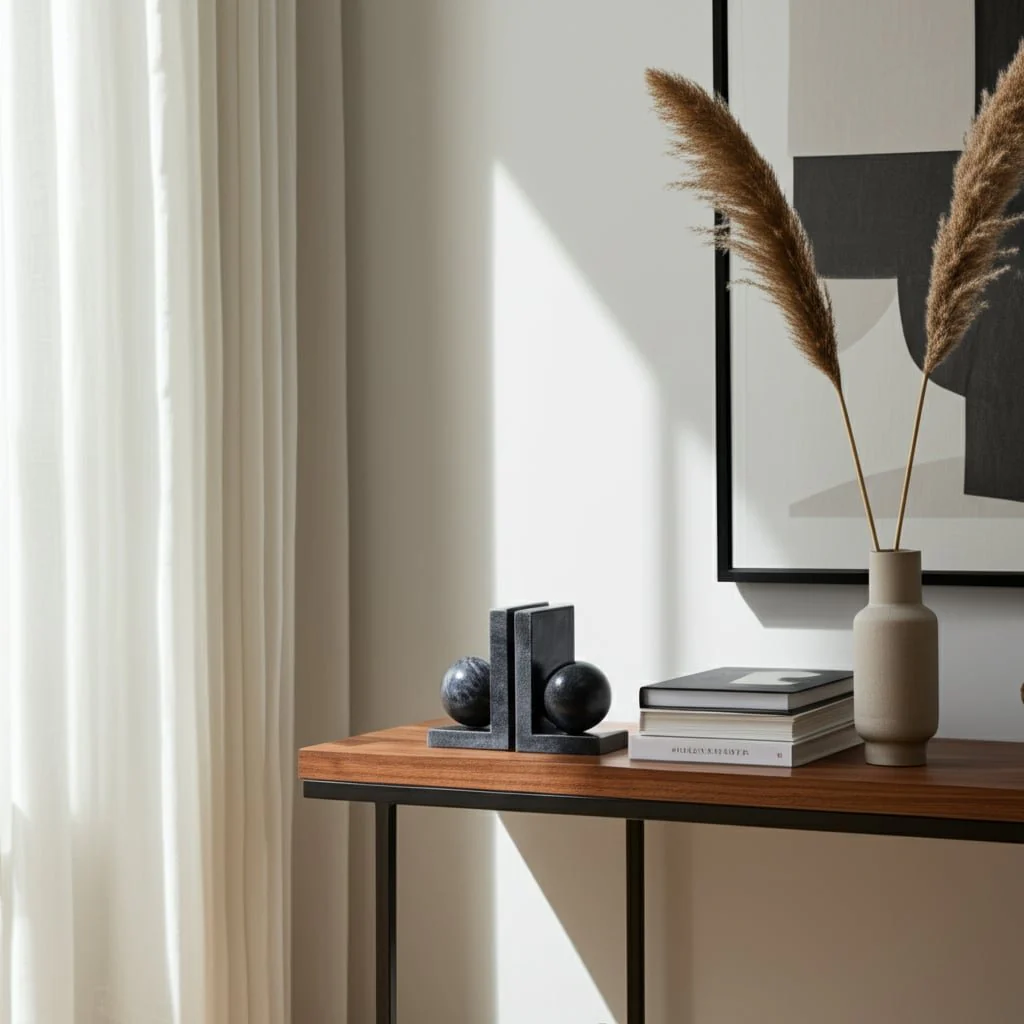 S/2 6" Marble Bookend With 3" Orb, Black - Image 10