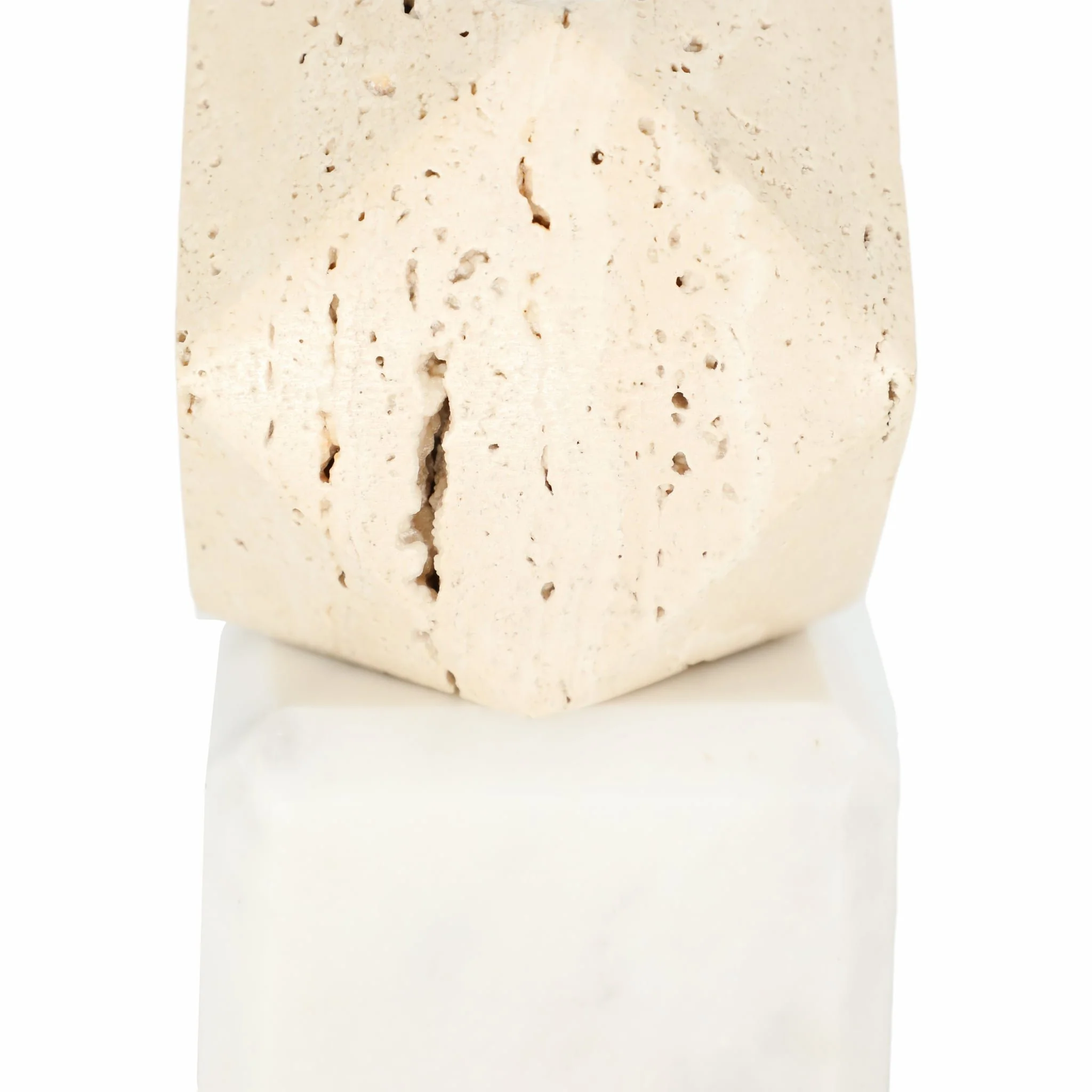 S/2 6" Marble Bookends W/ Travertine Hex Orb, Tan/ - Image 4